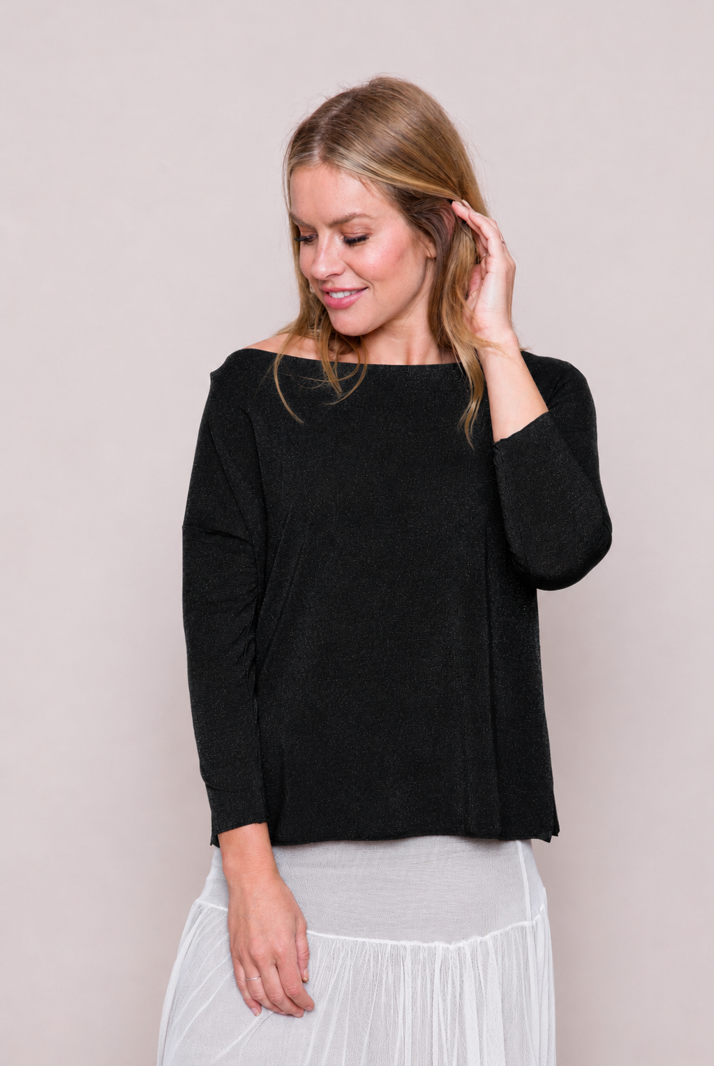 Debora Wide Neck Lurex Top - Suzy D London