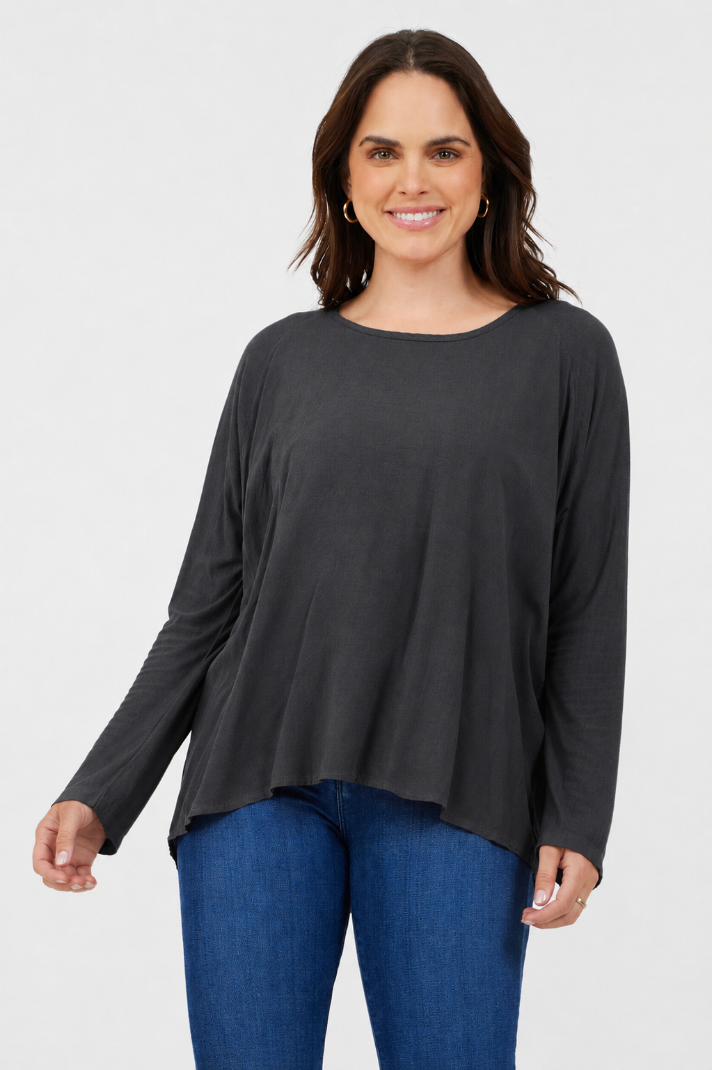 Kenza Jersey Sleeve Hi Lo Top - Suzy D London