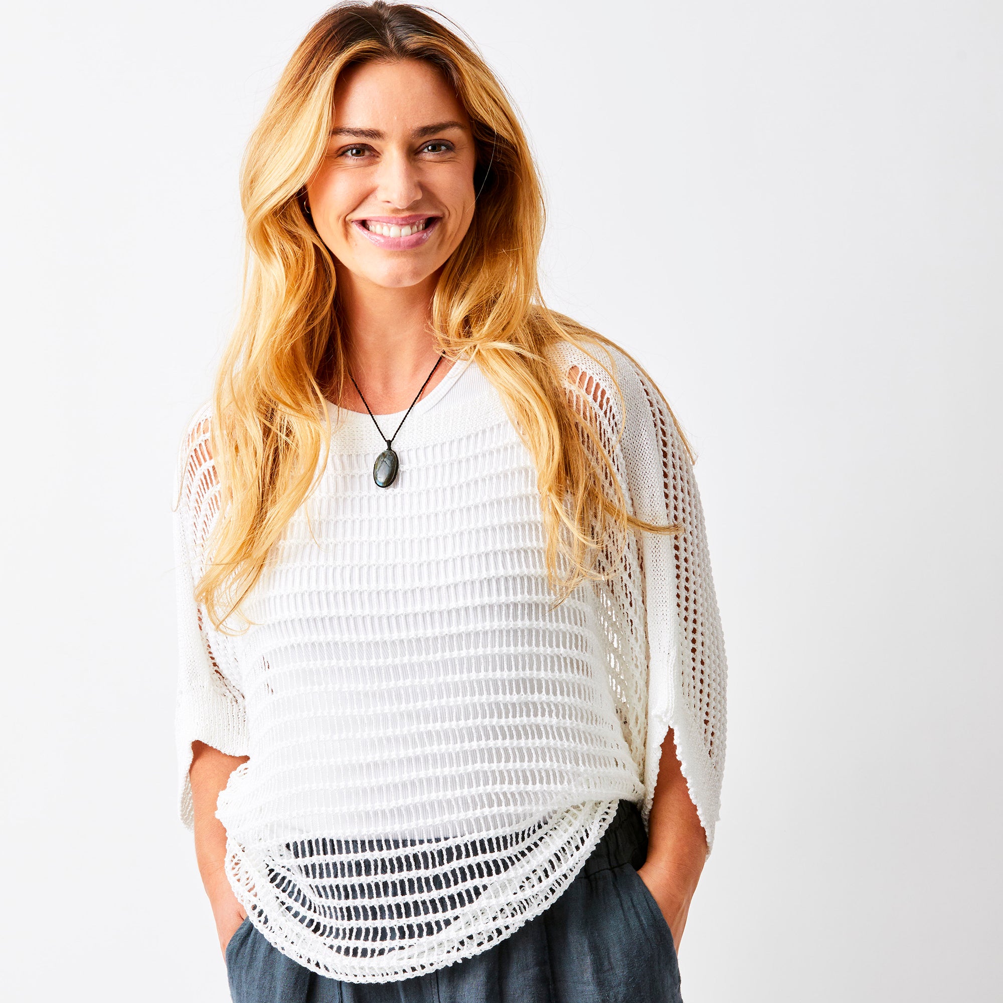 Fauna Open Weave Batwing Knit Sweater - Suzy D London