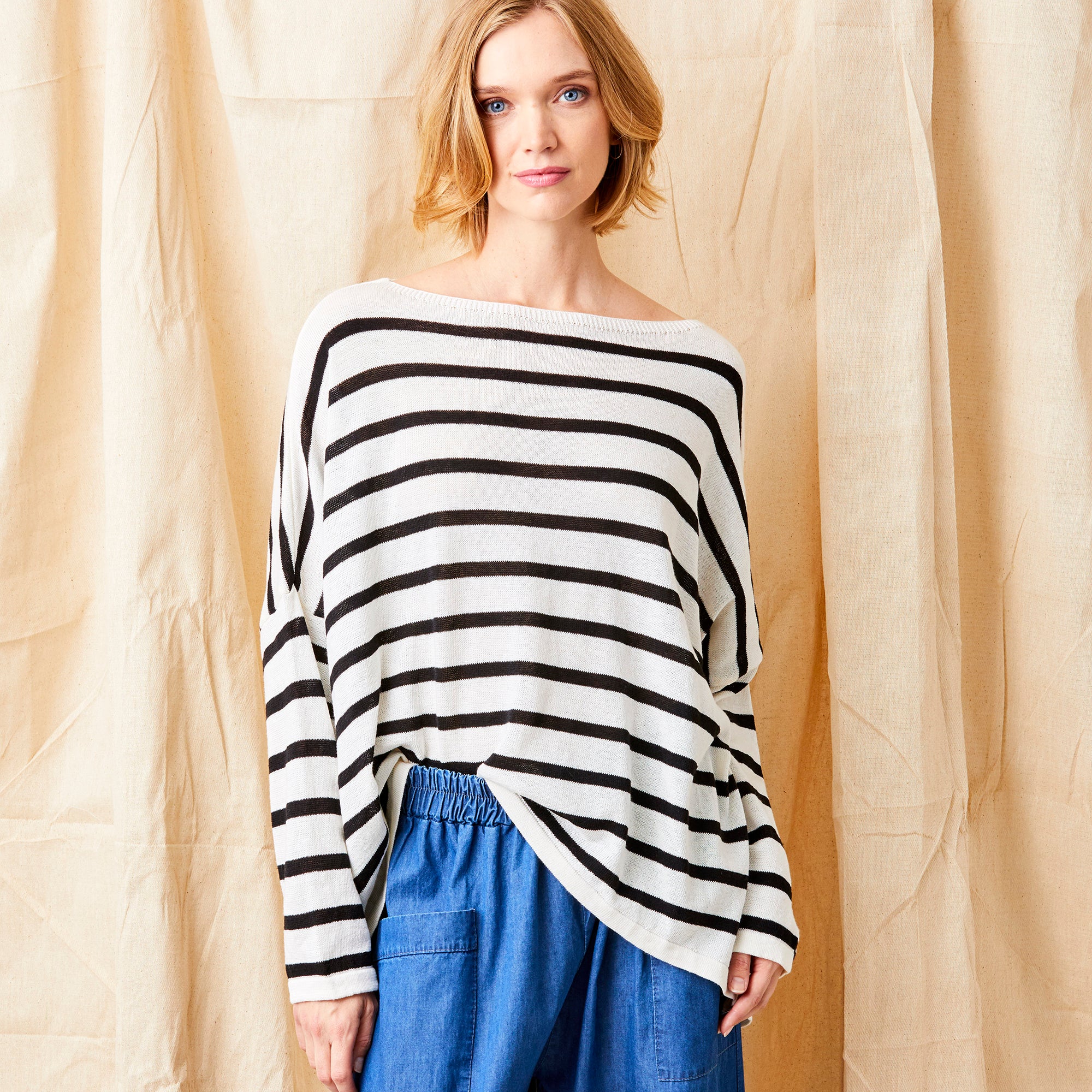 Fayola Oversize Stripe Hi Lo Hem Knit - Suzy D London