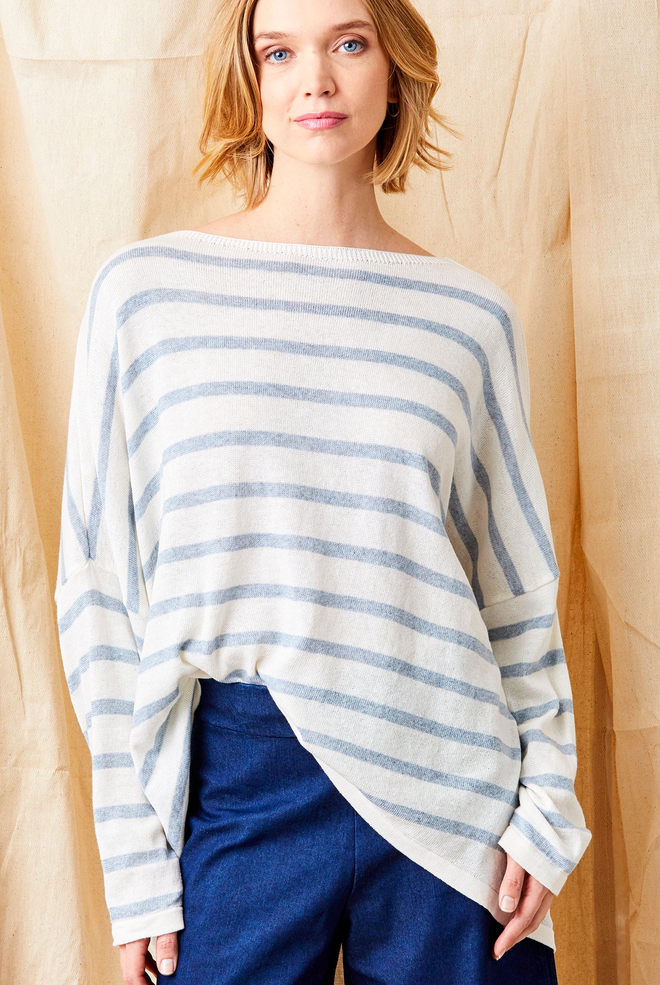 Fayola Oversize Stripe Hi Lo Hem Knit - Suzy D London
