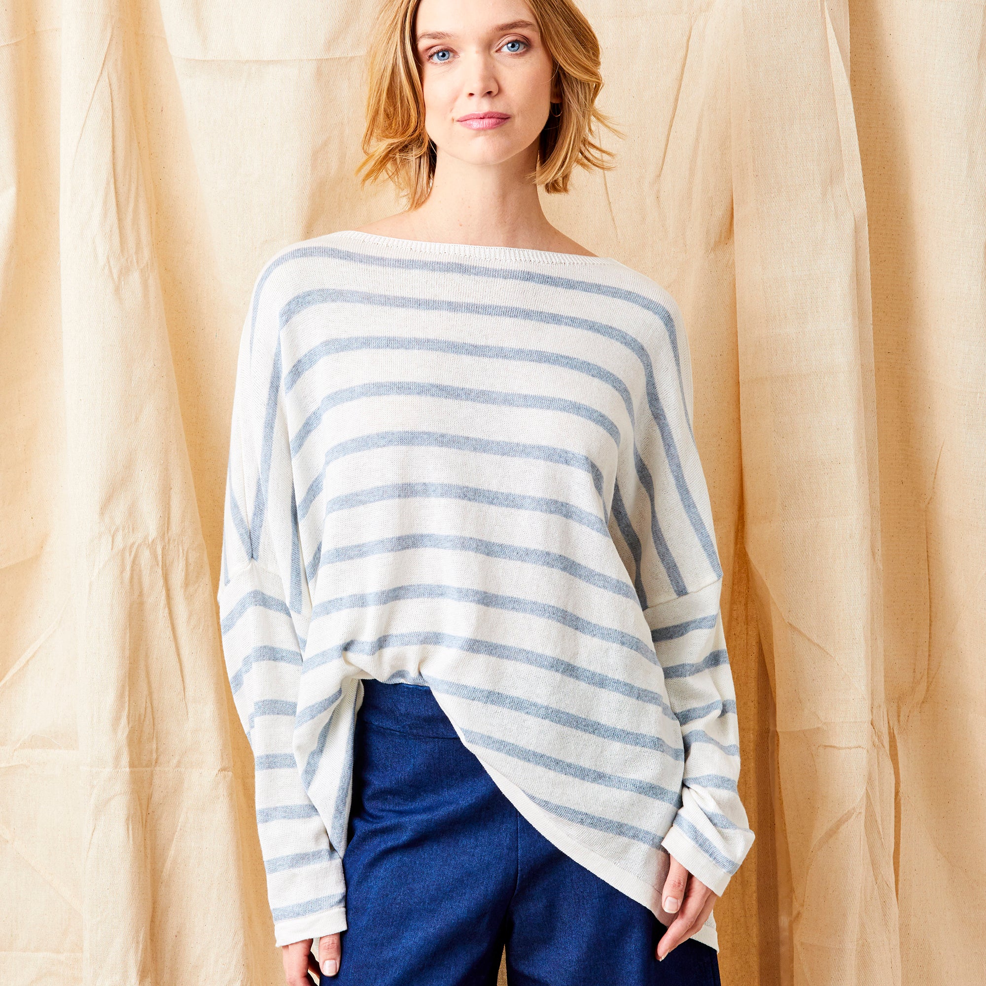Fayola Oversize Stripe Hi Lo Hem Knit - Suzy D London