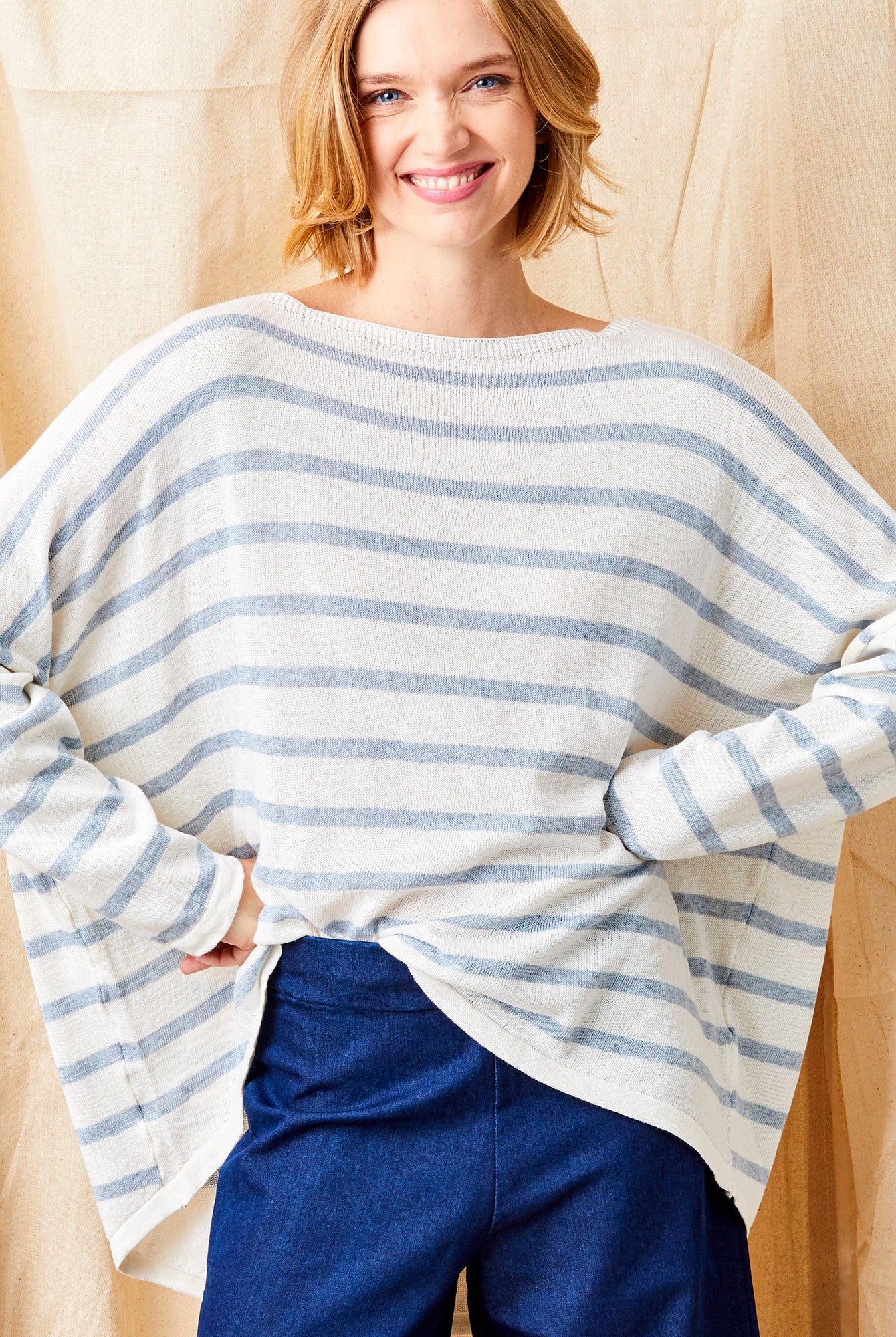 Fayola Oversize Stripe Hi Lo Hem Knit - Suzy D London