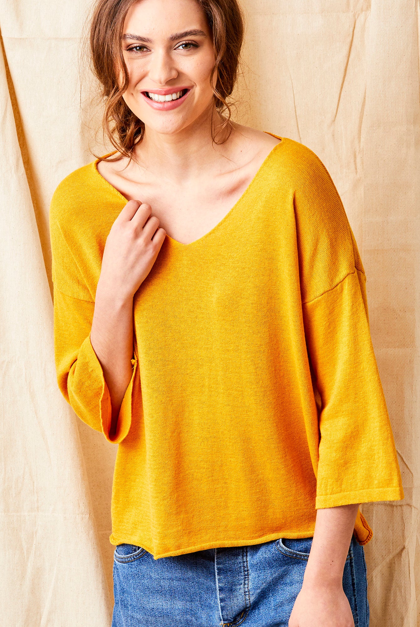 Fiorenza V Neck Sweater With Wide Sleeves - Suzy D London