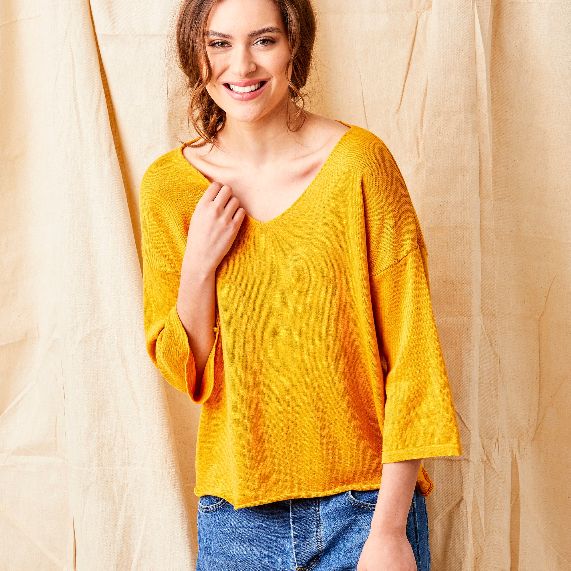 Fiorenza V Neck Sweater With Wide Sleeves - Suzy D London
