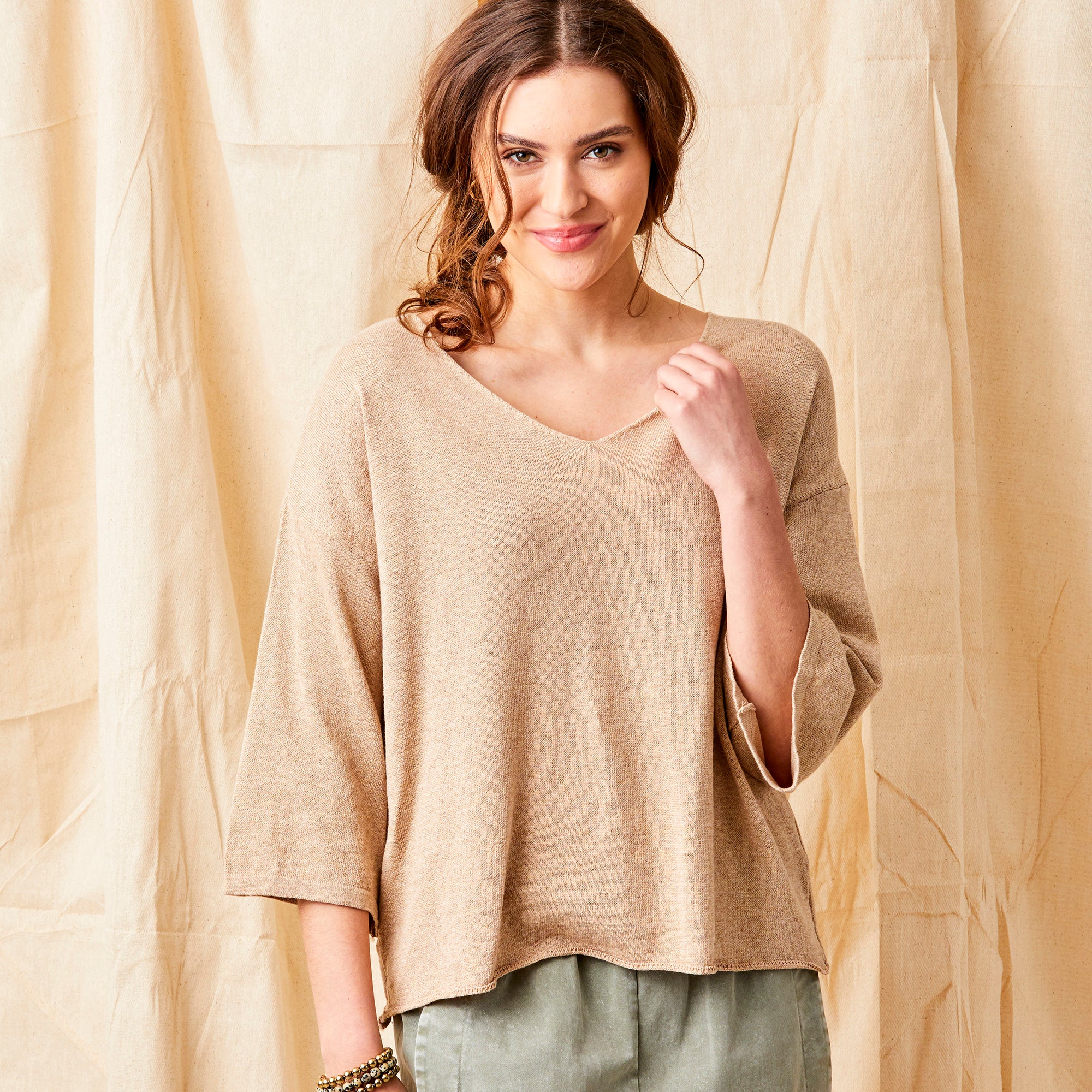 Fiorenza V Neck Sweater With Wide Sleeves - Suzy D London