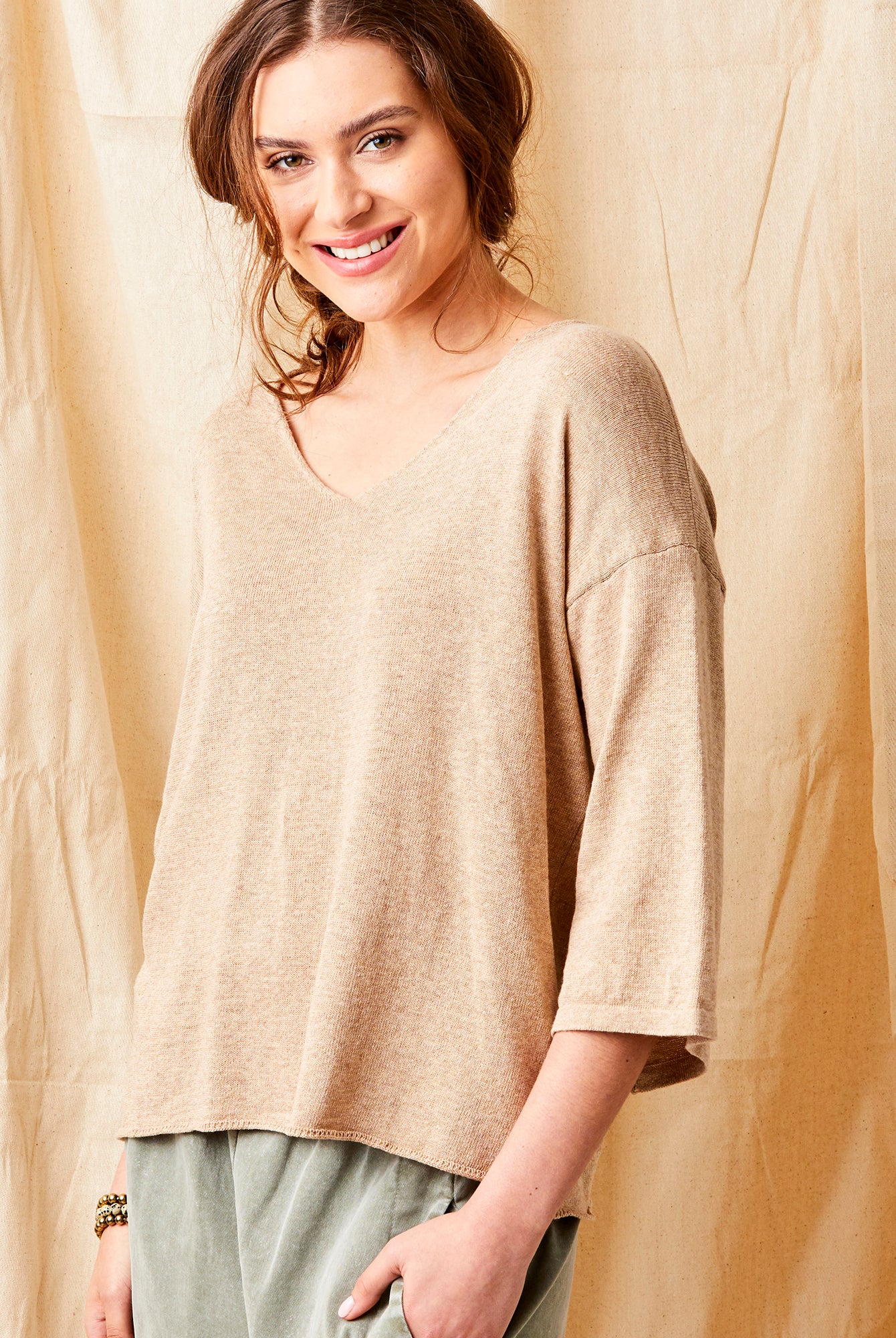 Fiorenza V Neck Sweater With Wide Sleeves - Suzy D London
