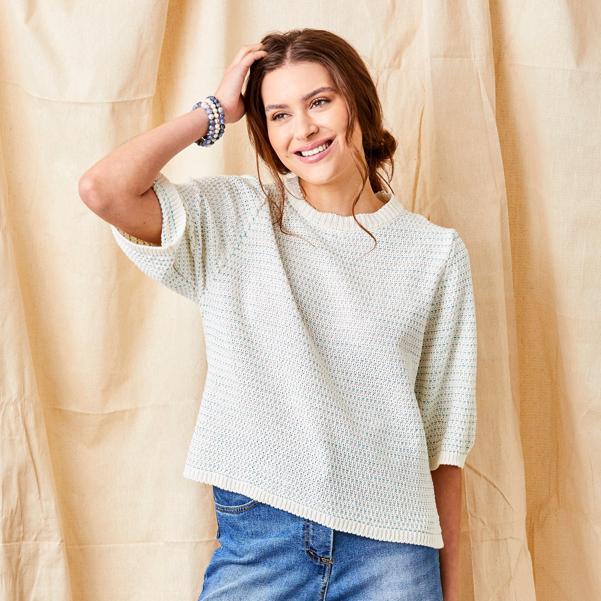 Floria Crew Neck Knit with Metallic Thread - Suzy D London