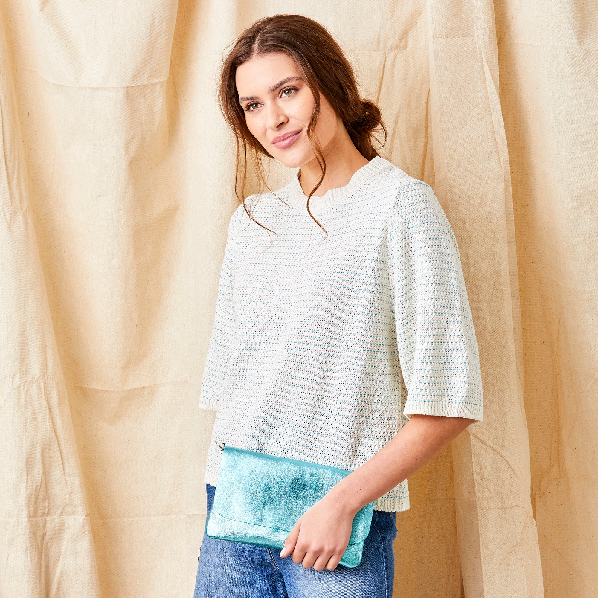 Floria Crew Neck Knit with Metallic Thread - Suzy D London