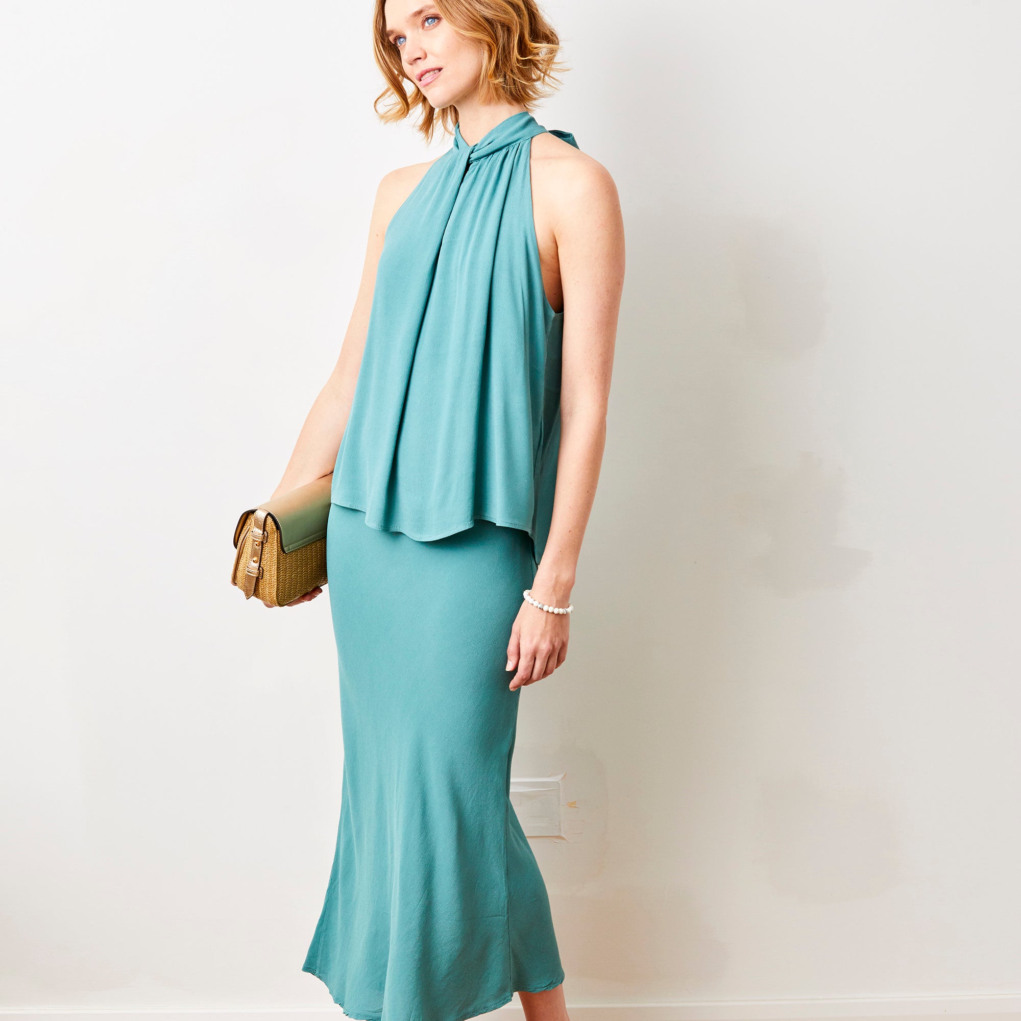 Gene Bias Cut Crepe Skirt - Suzy D London