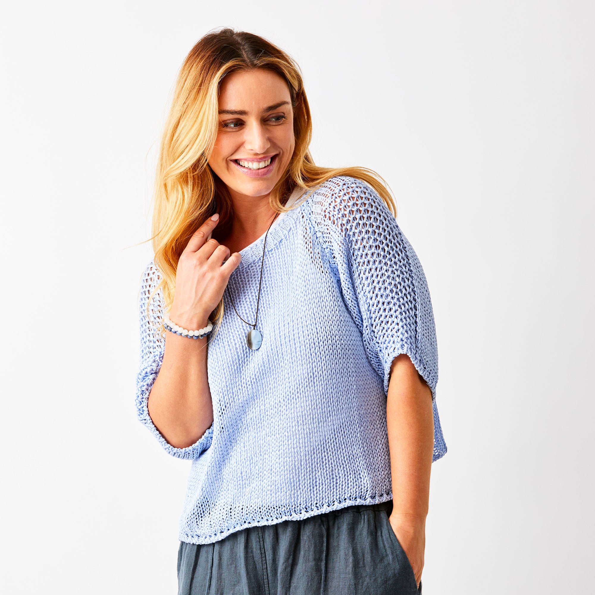 Jacky Cotton Crochet Knit Sweater - Suzy D London