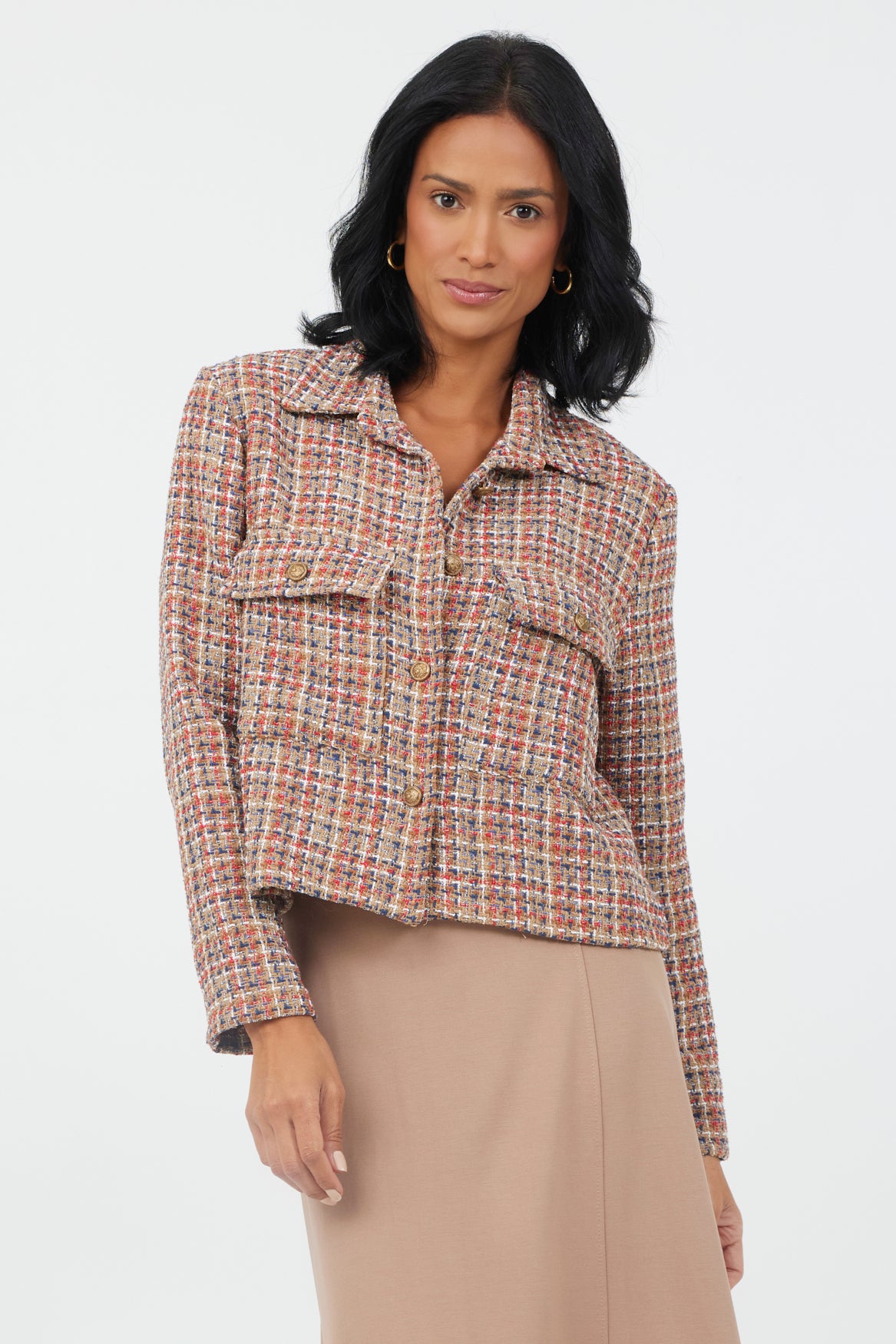 Jadore Checked Jacket With Gold Buttons - Suzy D London