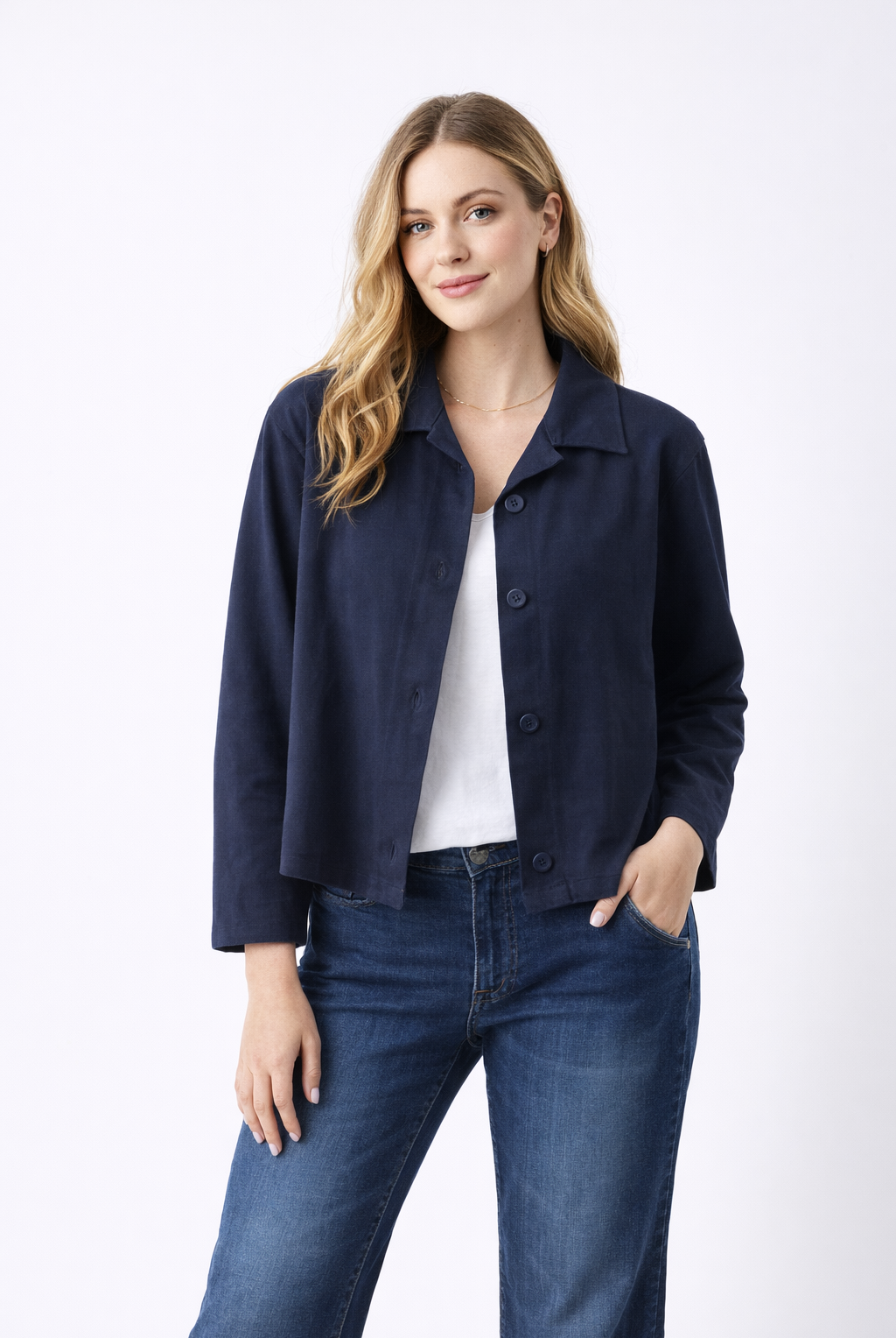 Justine French Terry Button Detail Shirt - Suzy D London