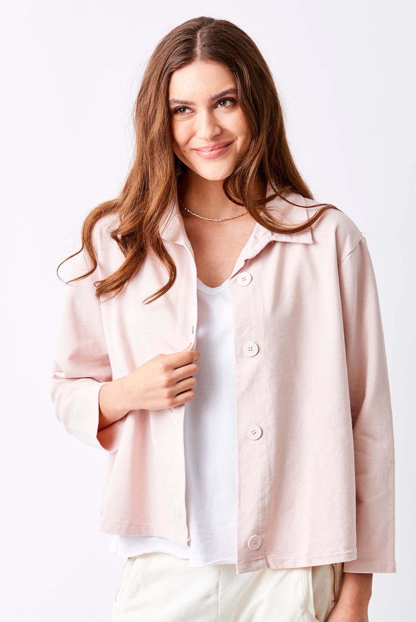 Justine French Terry Button Detail Shirt - Suzy D London