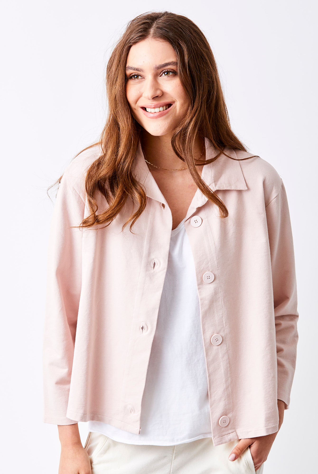 Justine French Terry Button Detail Shirt - Suzy D London