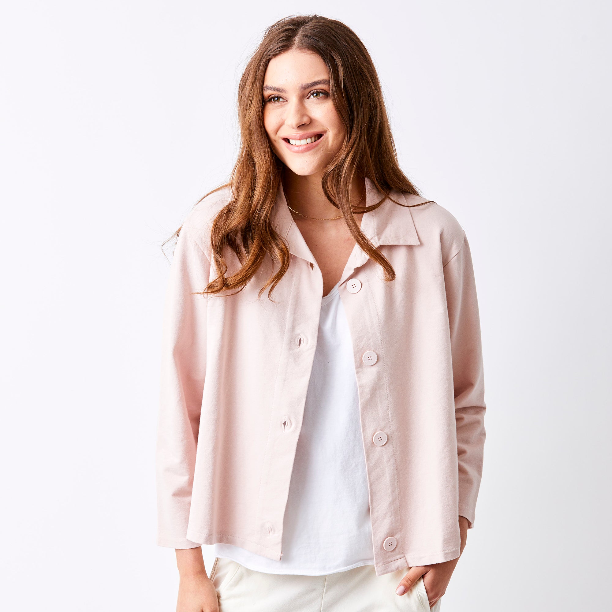 Justine French Terry Button Detail Shirt - Suzy D London