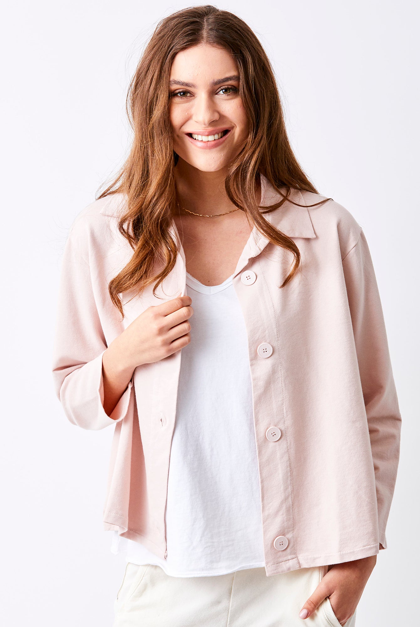 Justine French Terry Button Detail Shirt - Suzy D London