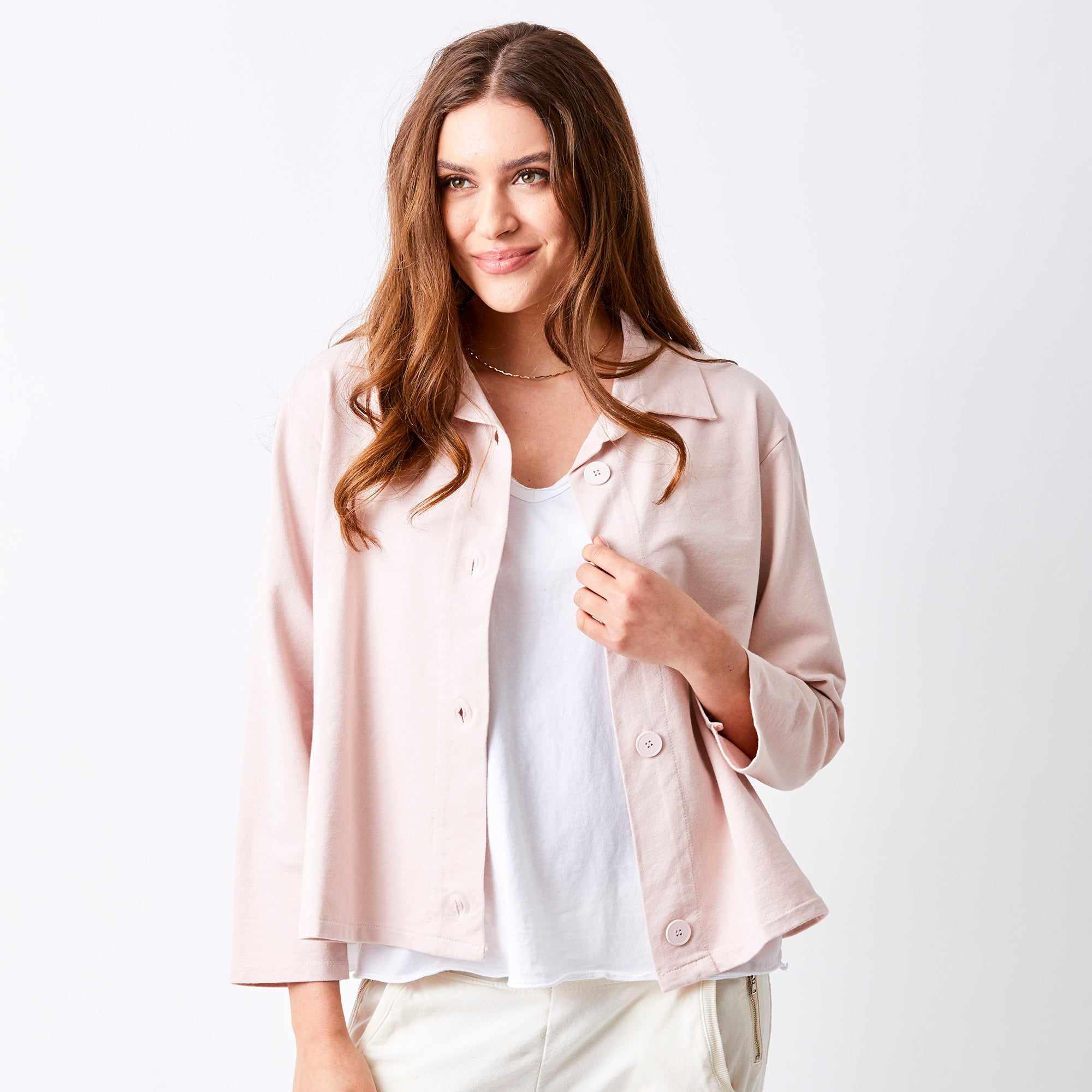 Justine French Terry Button Detail Shirt - Suzy D London