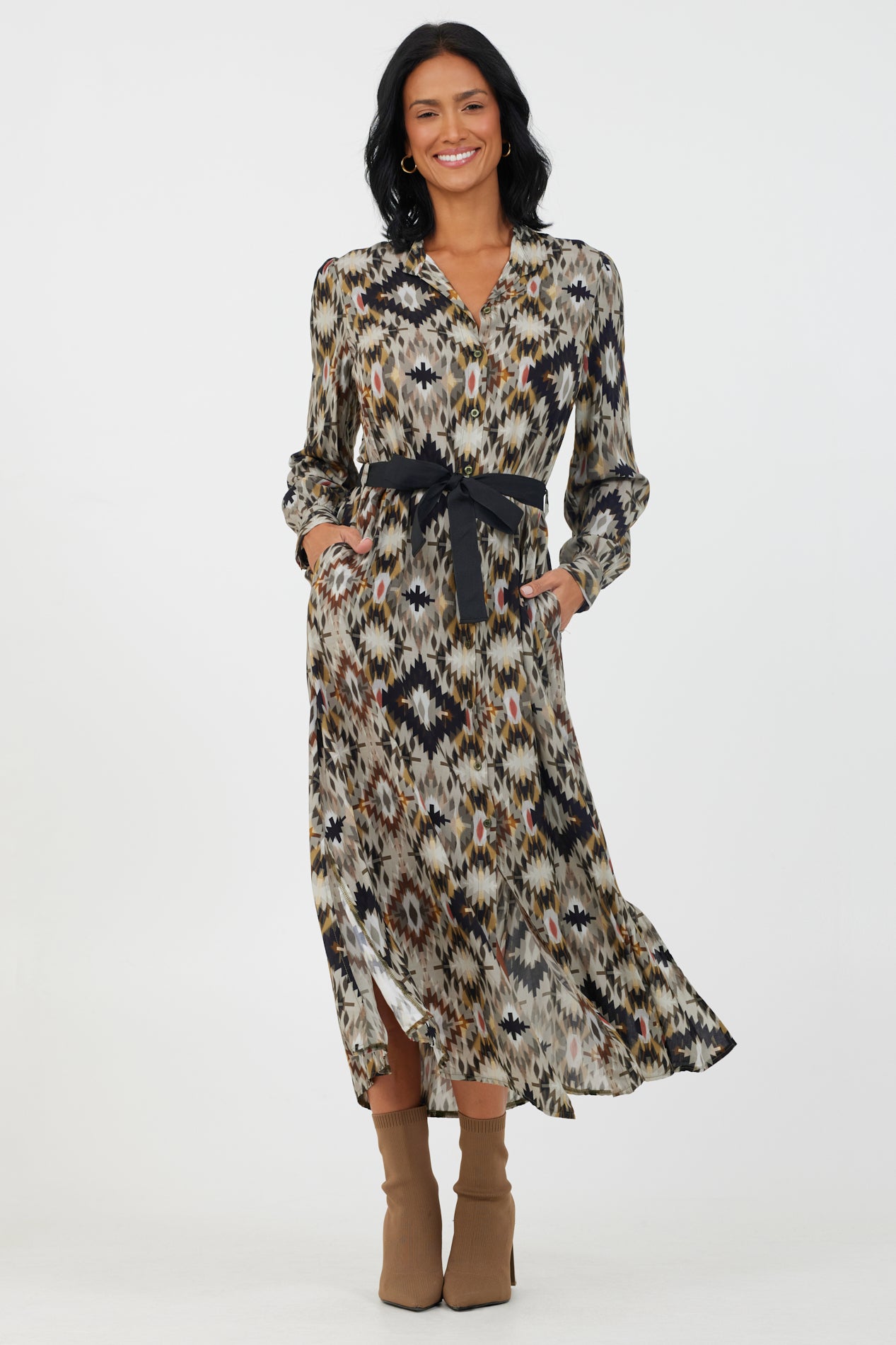 Keyli Print Shirt Dress With Belt - Suzy D London