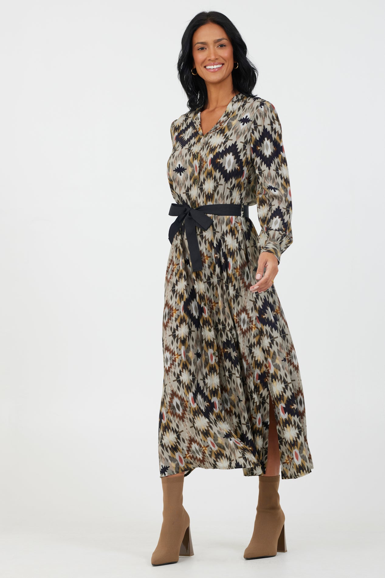 Keyli Print Shirt Dress With Belt - Suzy D London