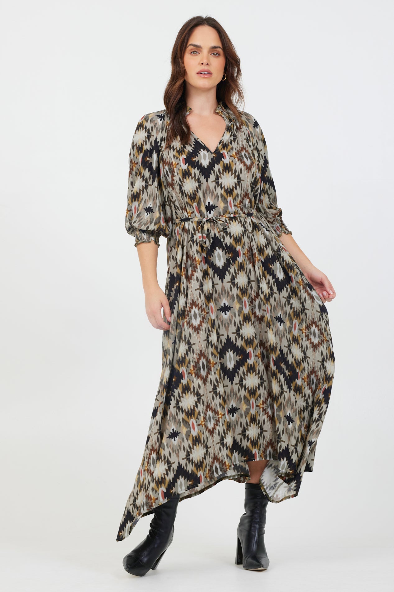 Kylo Print Hankerchief Dress - Suzy D London