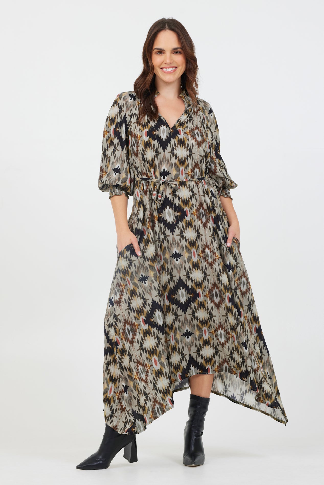 Kylo Print Hankerchief Dress - Suzy D London