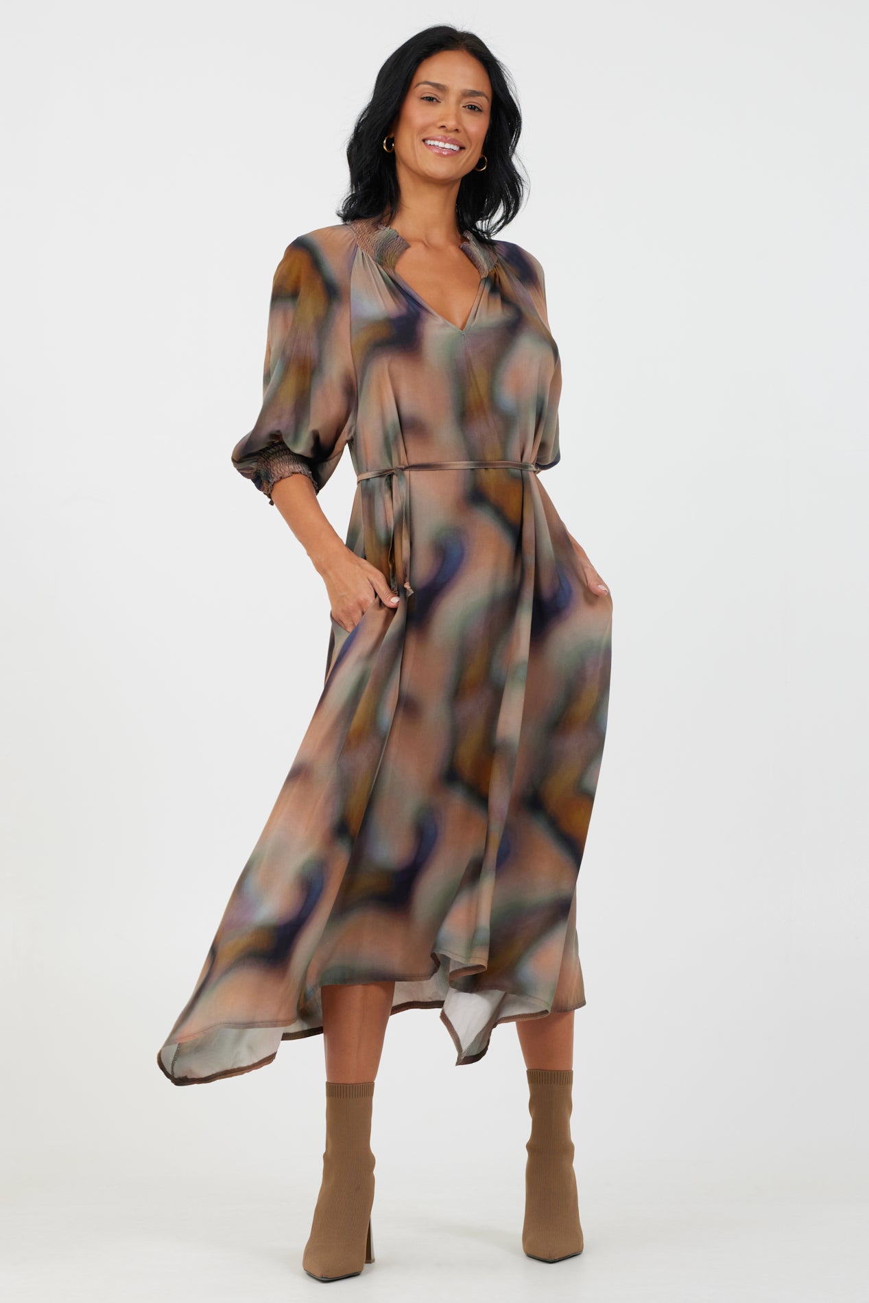 Kylo Print Hankerchief Dress - Suzy D London