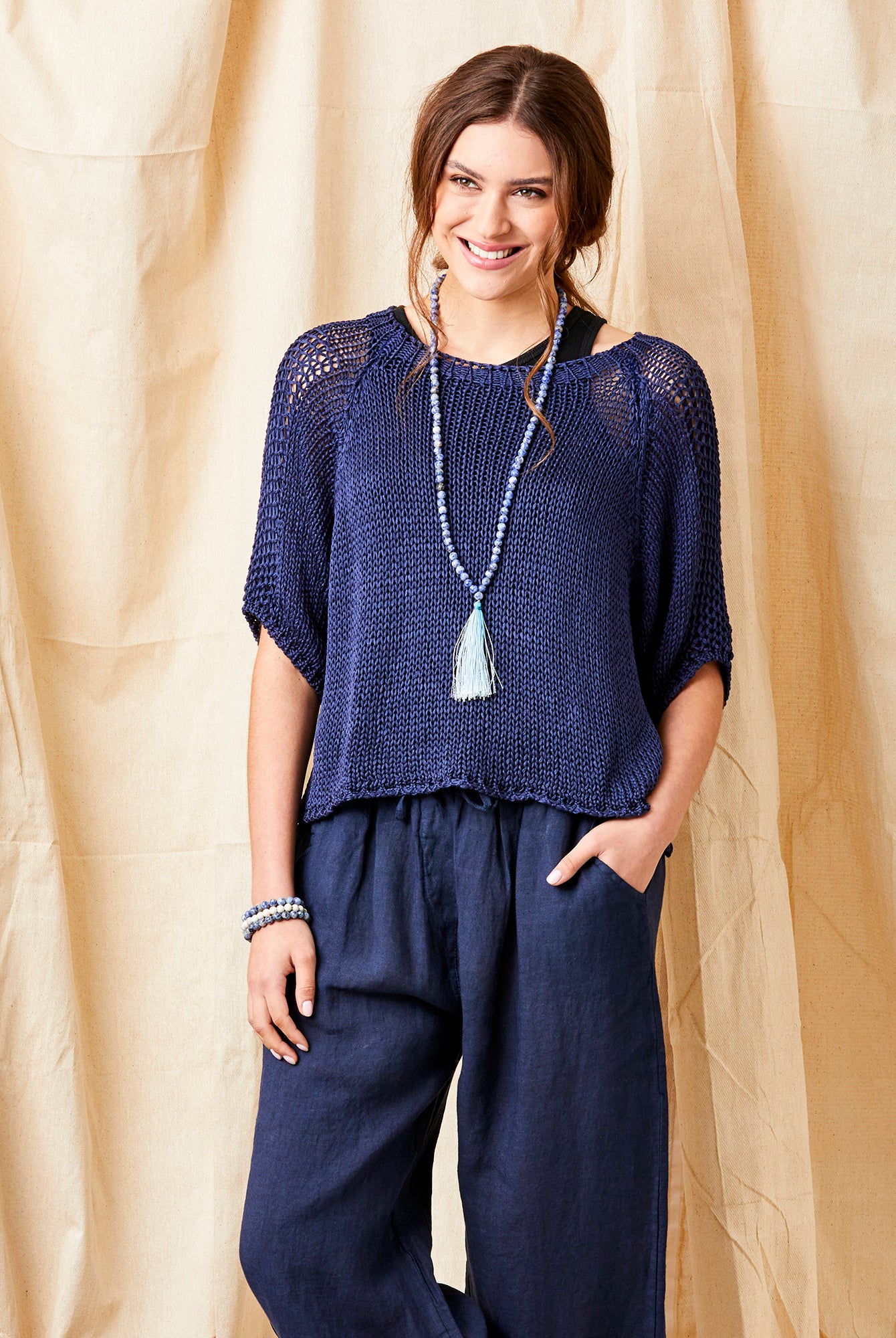 Lauren Linen Drawstring Palazzo Pants - Suzy D London