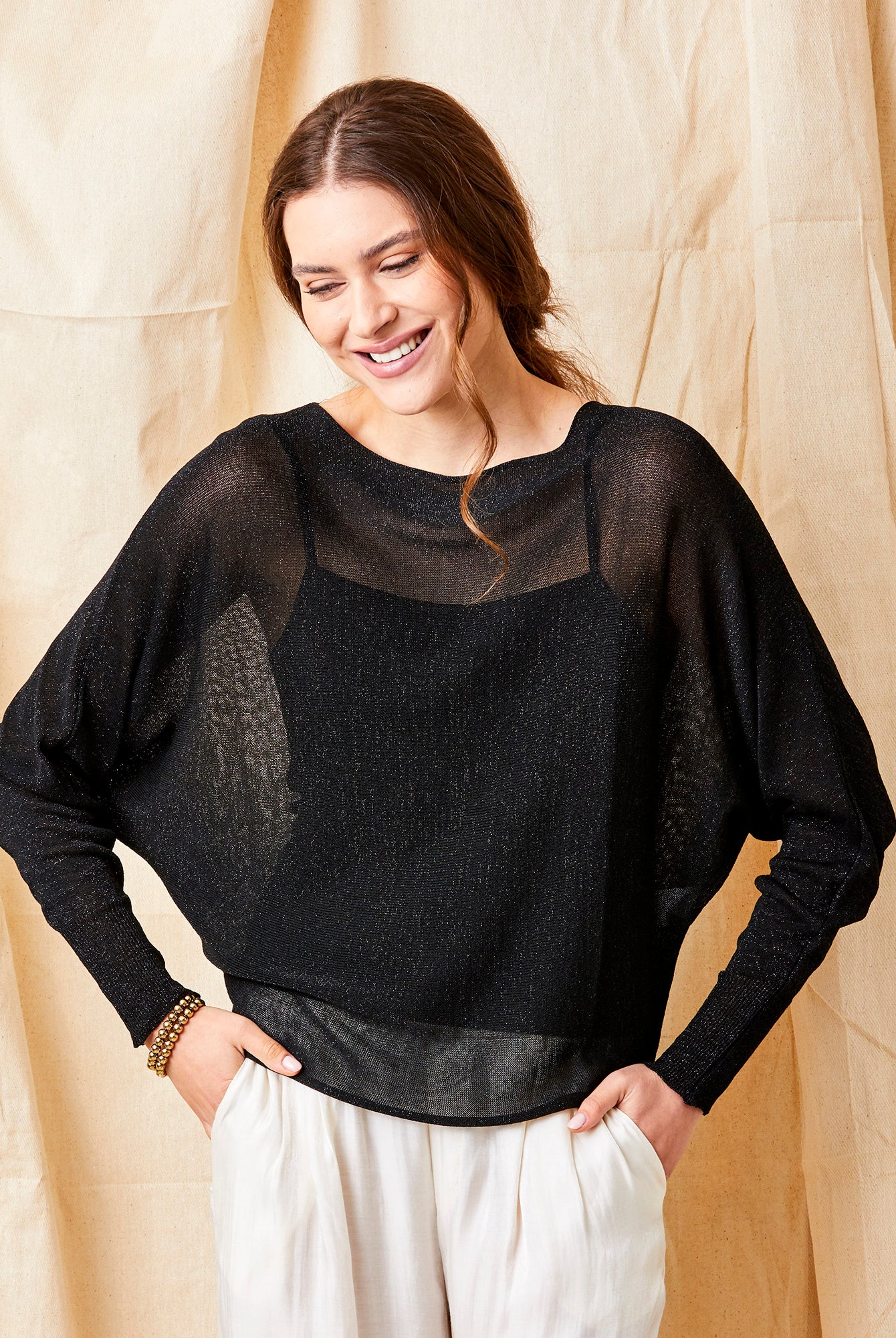 Lazaria Slash Neck Batwing Sparkle Knit - Suzy D London
