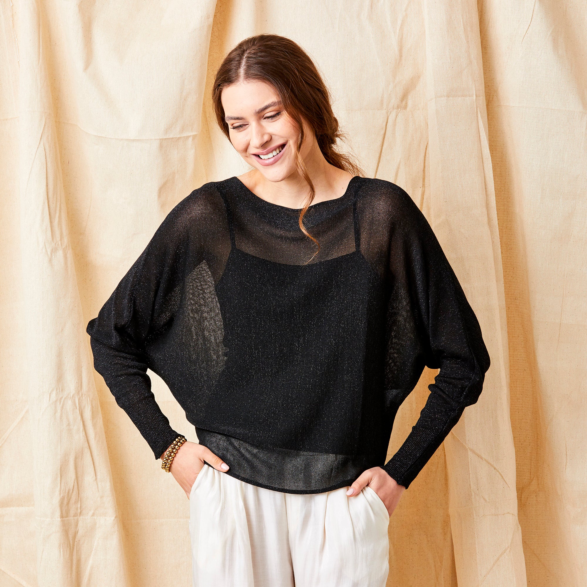 Lazaria Slash Neck Batwing Sparkle Knit - Suzy D London
