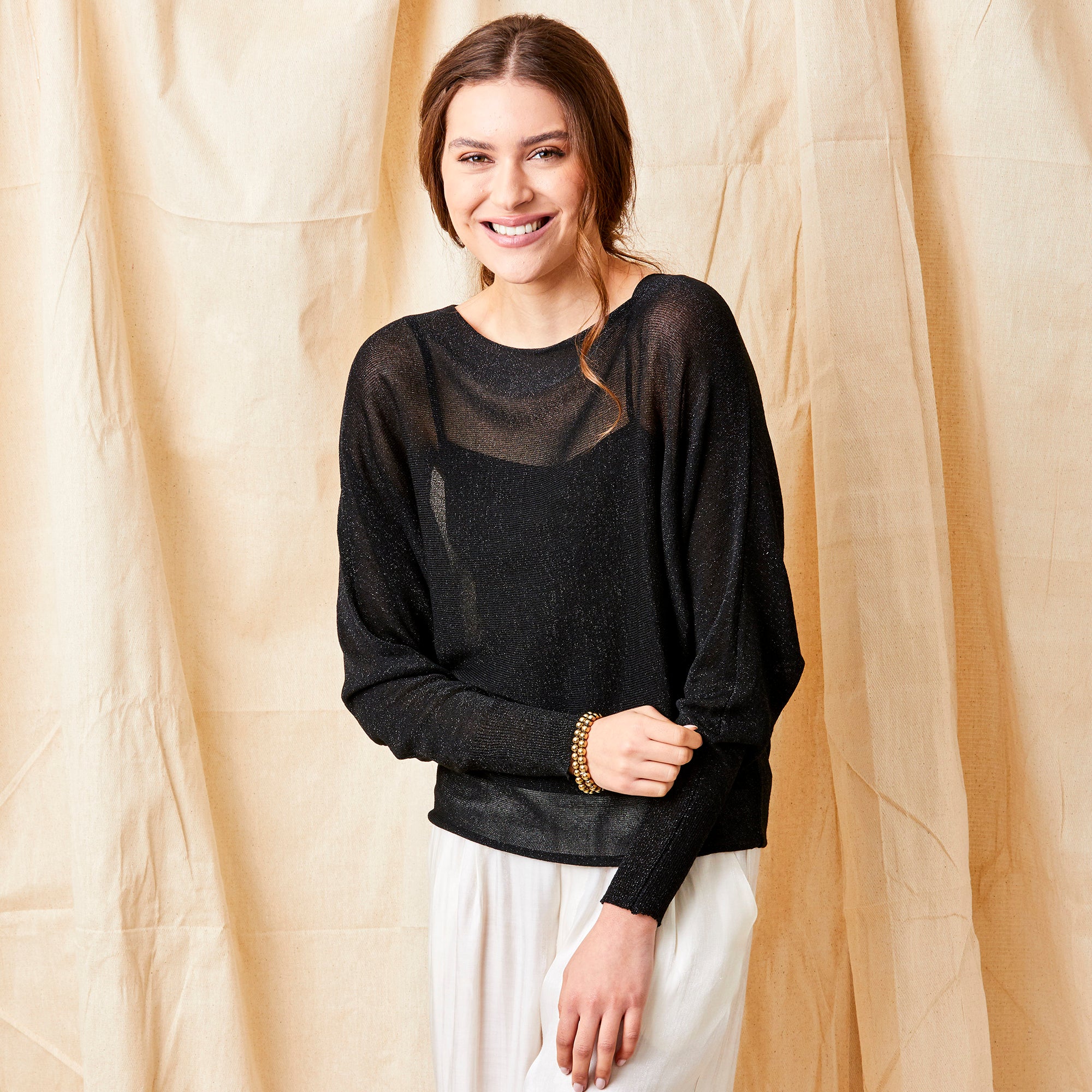 Lazaria Slash Neck Batwing Sparkle Knit - Suzy D London