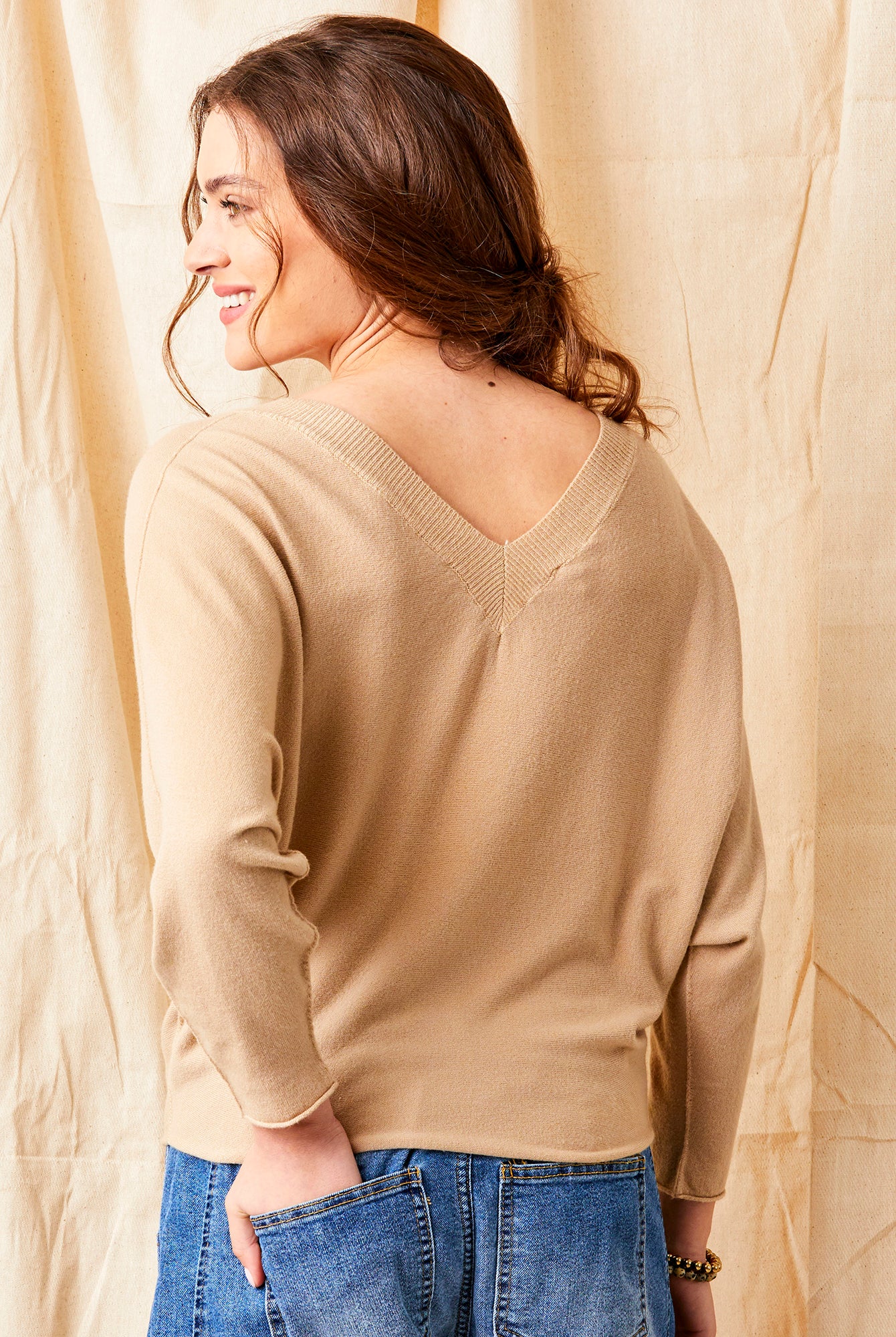 Lenny Light Double V Neck Batwing Knit Sweater - Suzy D London