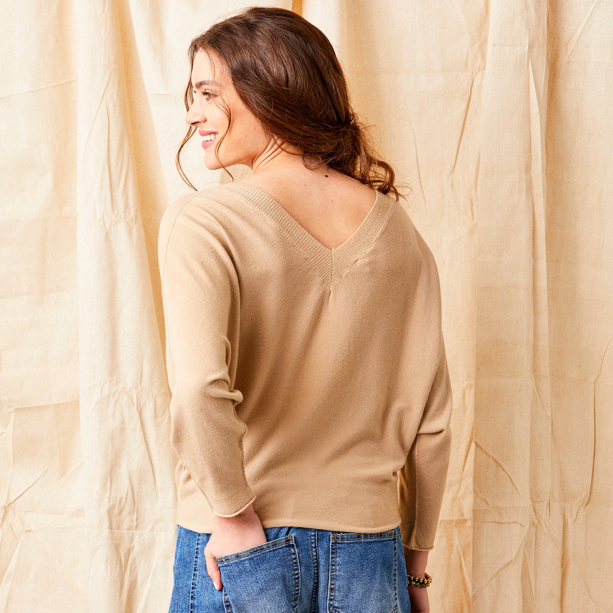 Lenny Light Double V Neck Batwing Knit Sweater - Suzy D London