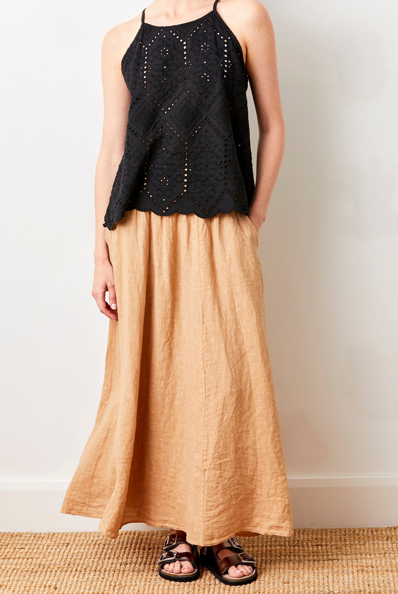 Lili Linen Skirt With Side Pockets - Suzy D London