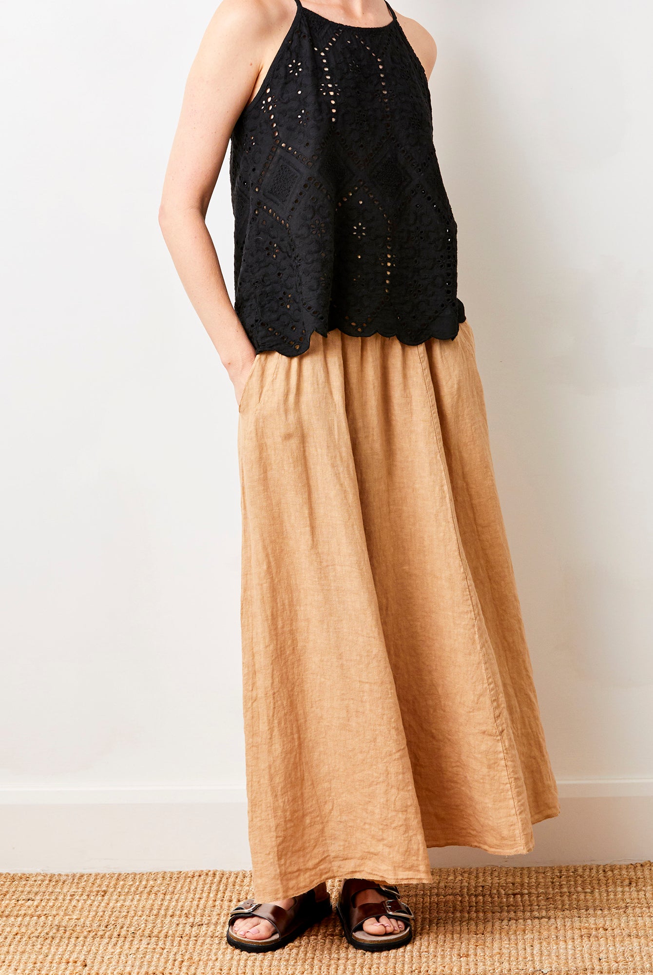 Lili Linen Skirt With Side Pockets - Suzy D London