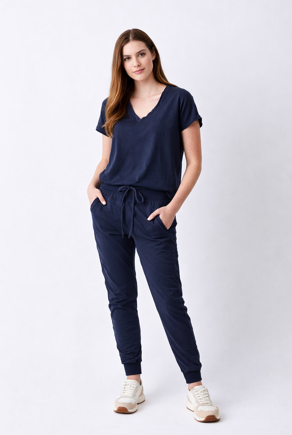 Maria Cotton V Neck Tee - Suzy D London