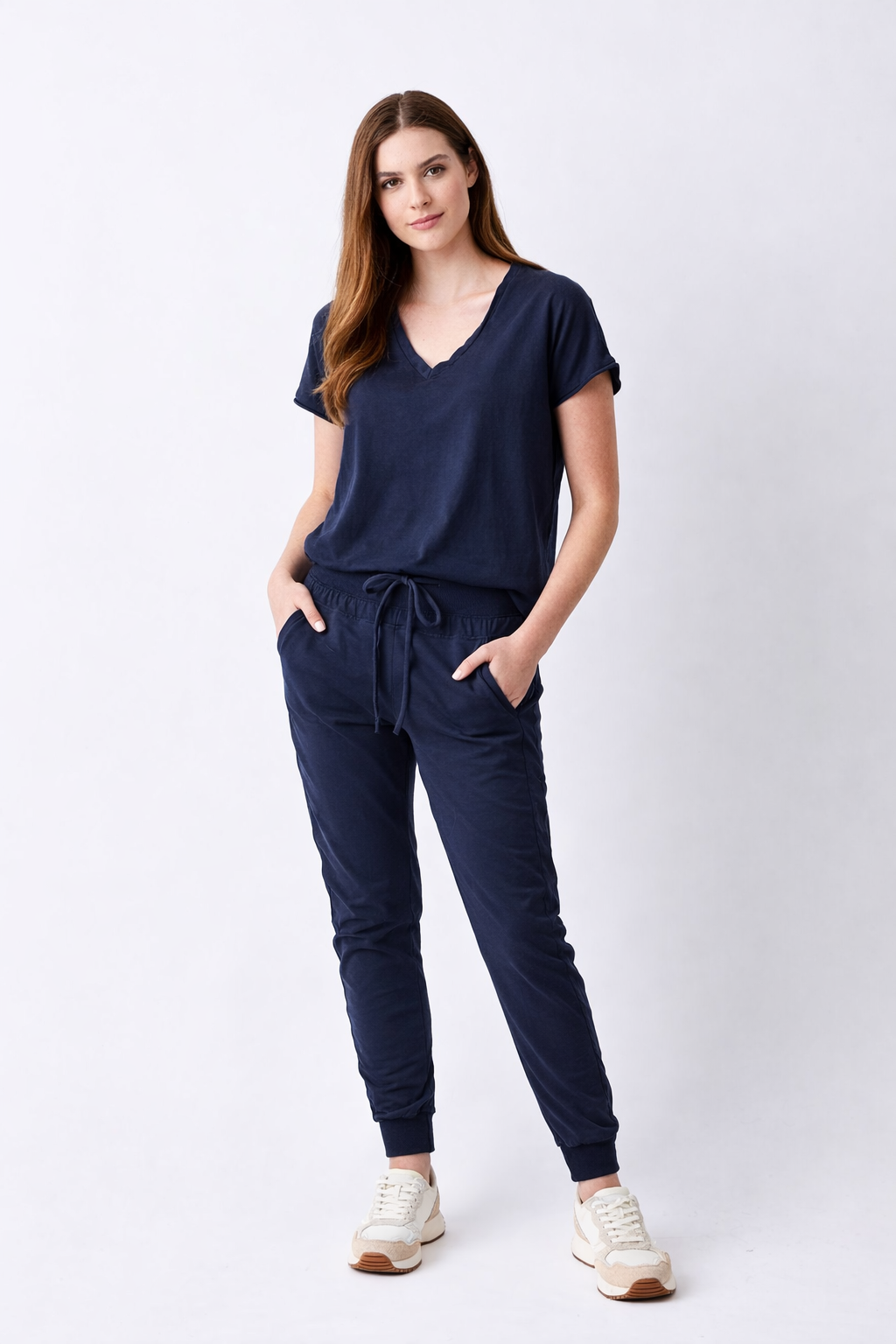 Maria Cotton V Neck Tee - Suzy D London