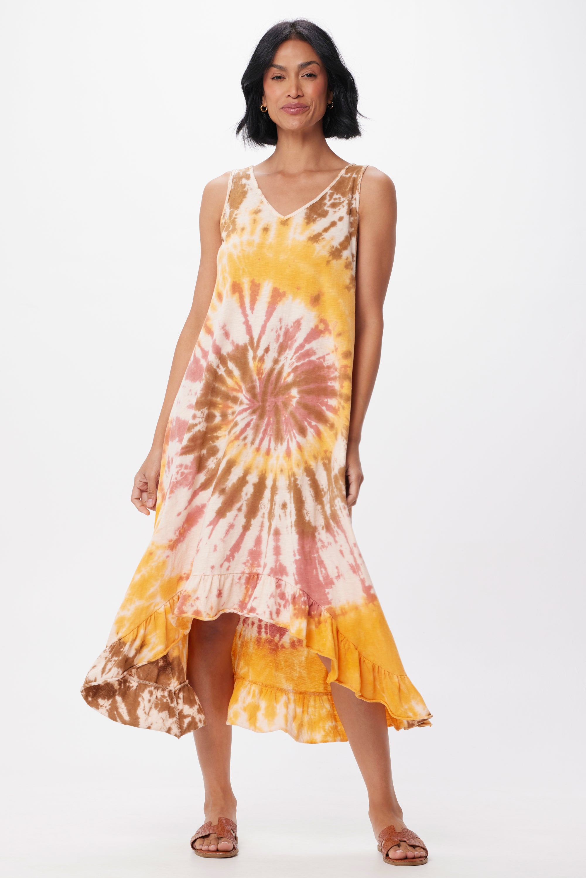 Petra Tie Dye Frill Bottom Maxi Dress - Suzy D London