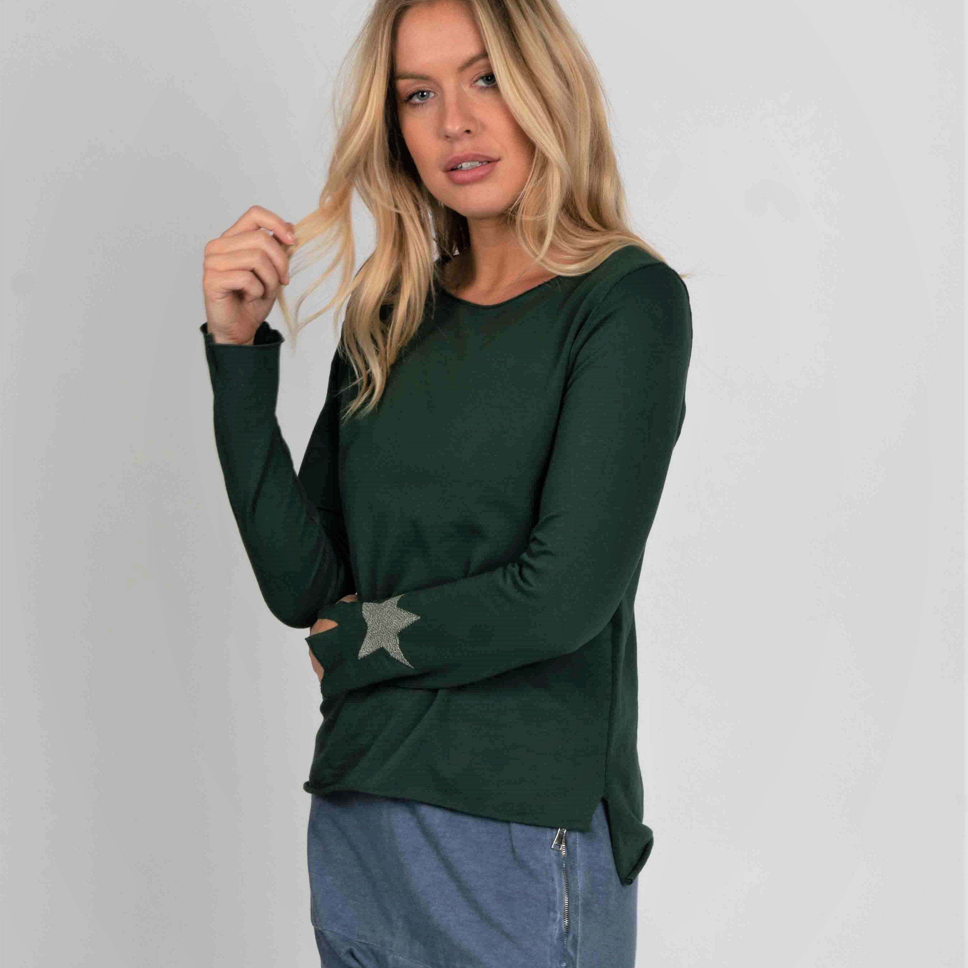 Pia Jersey Top With Star Detail - Suzy D London
