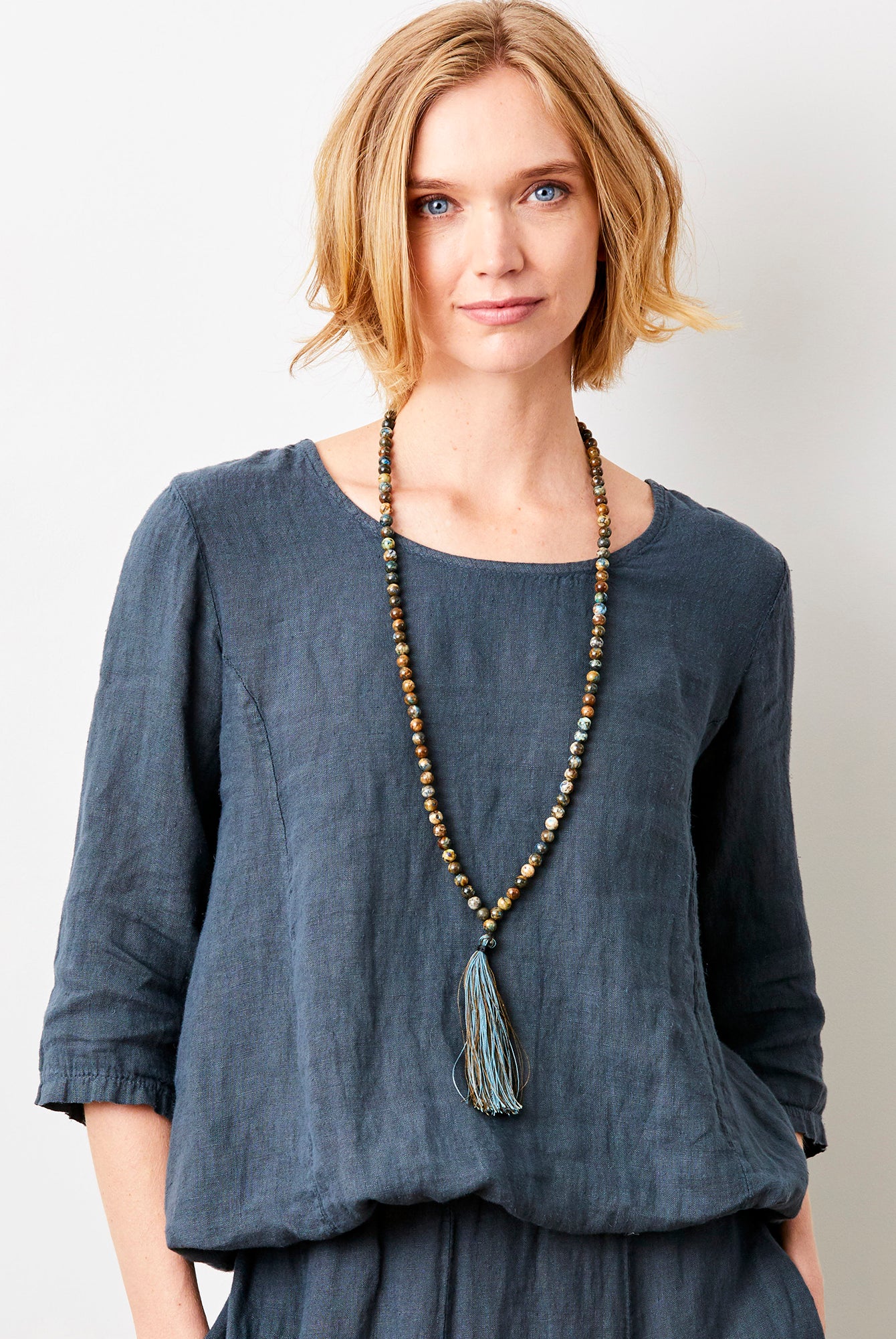 Sonita Linen Bubble Hem Long Sleeve Top - Suzy D London