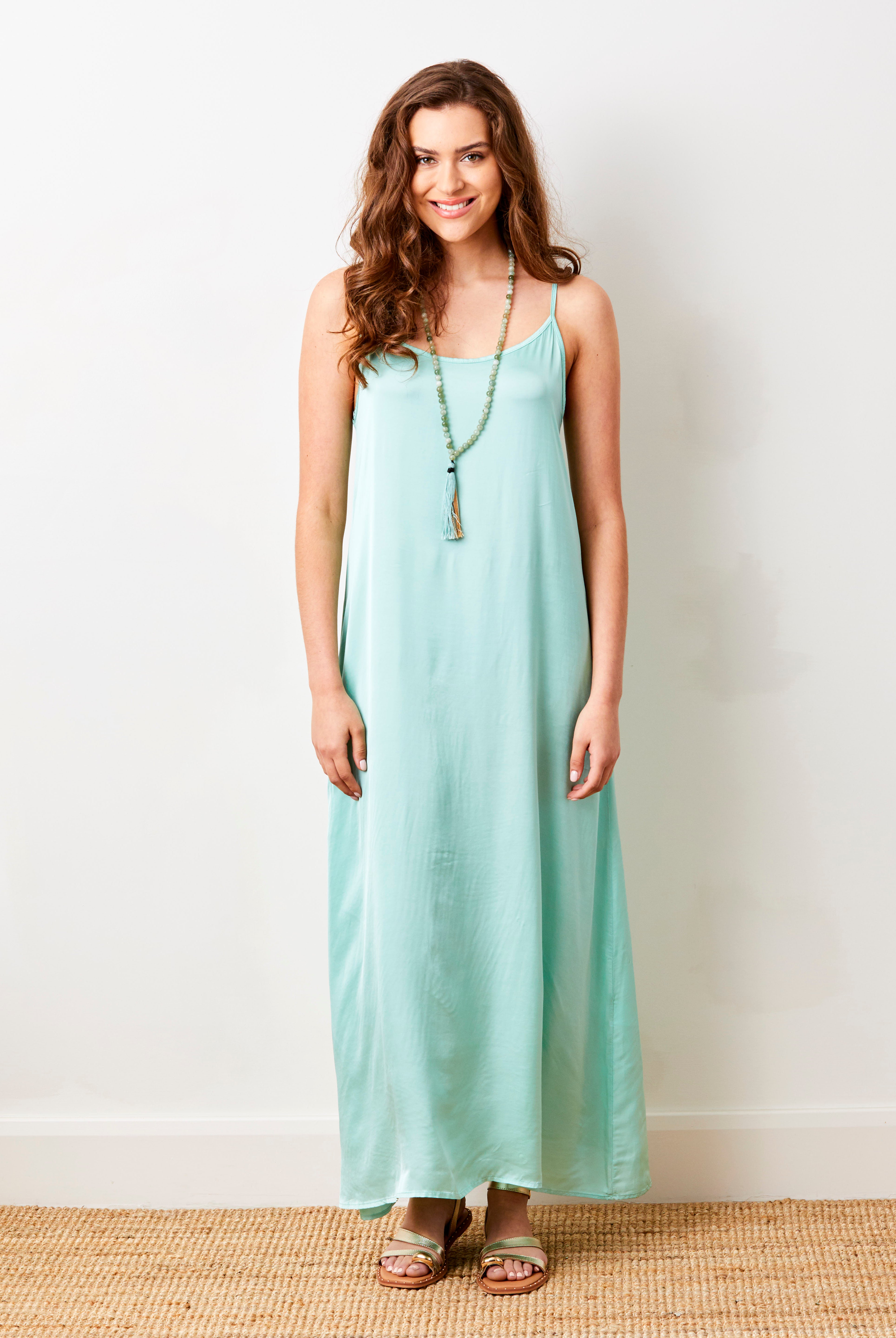 Suzie Satin Shoestring Strap Maxi Dress - Suzy D London