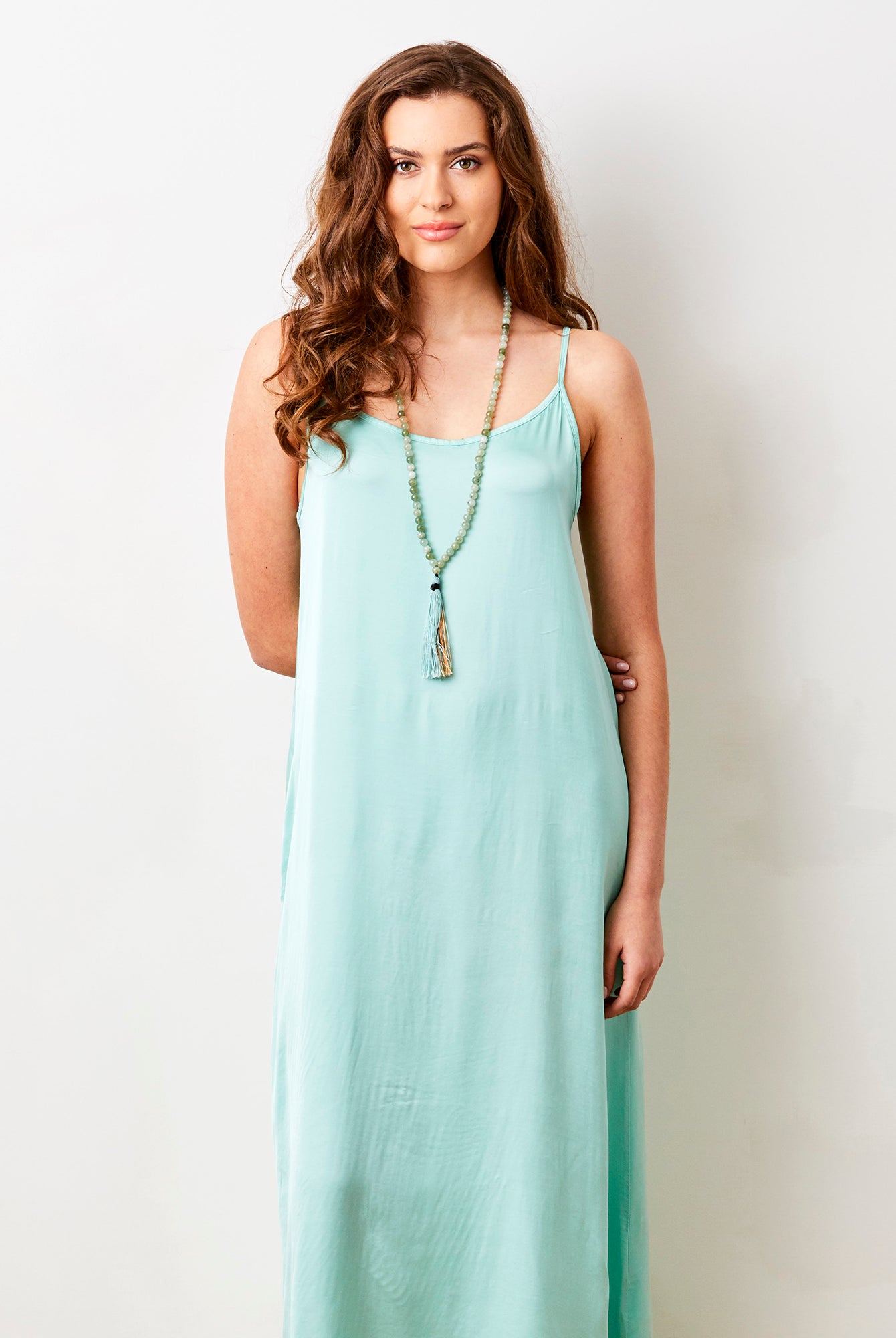 Suzie Satin Shoestring Strap Maxi Dress - Suzy D London