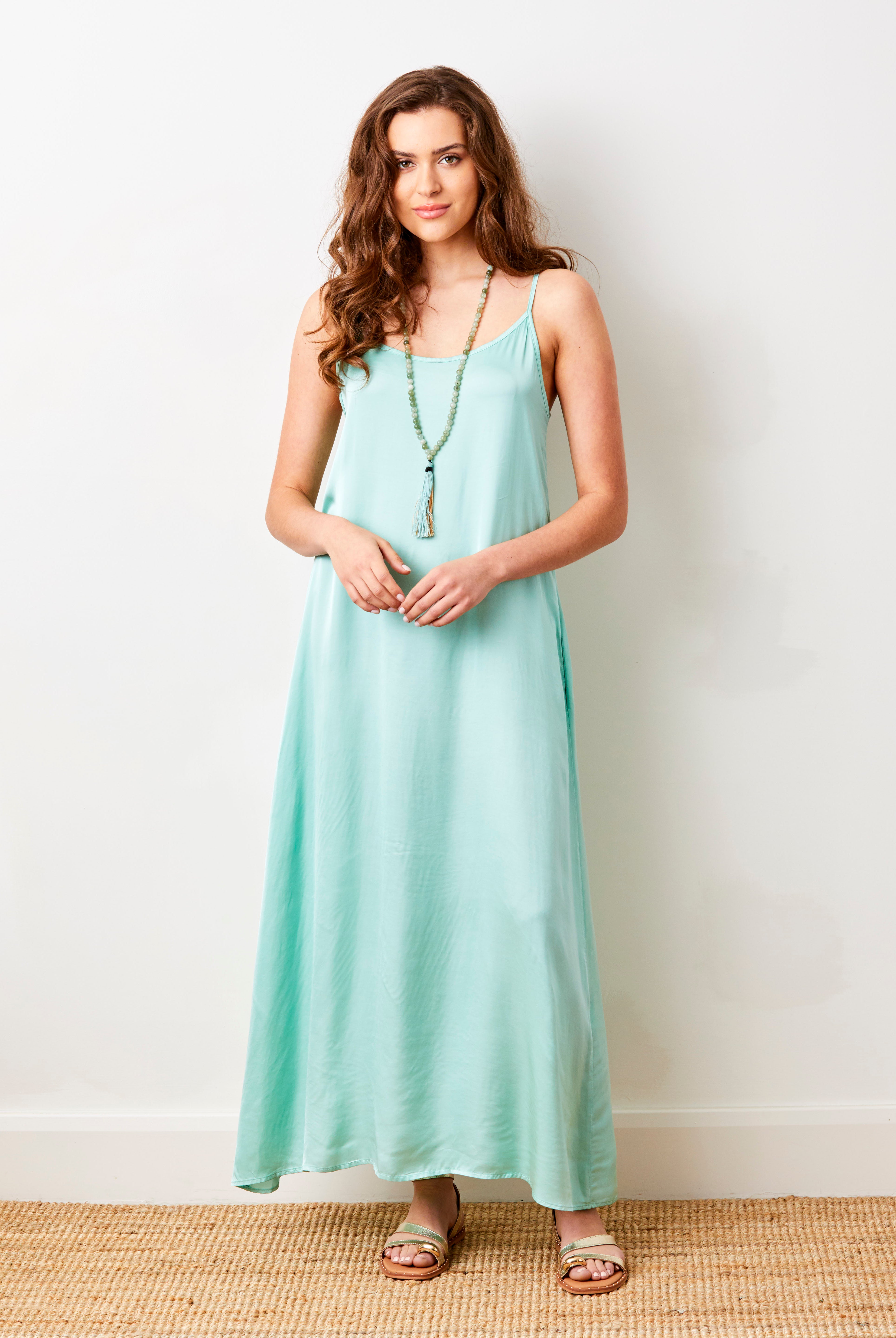 Suzie Satin Shoestring Strap Maxi Dress - Suzy D London