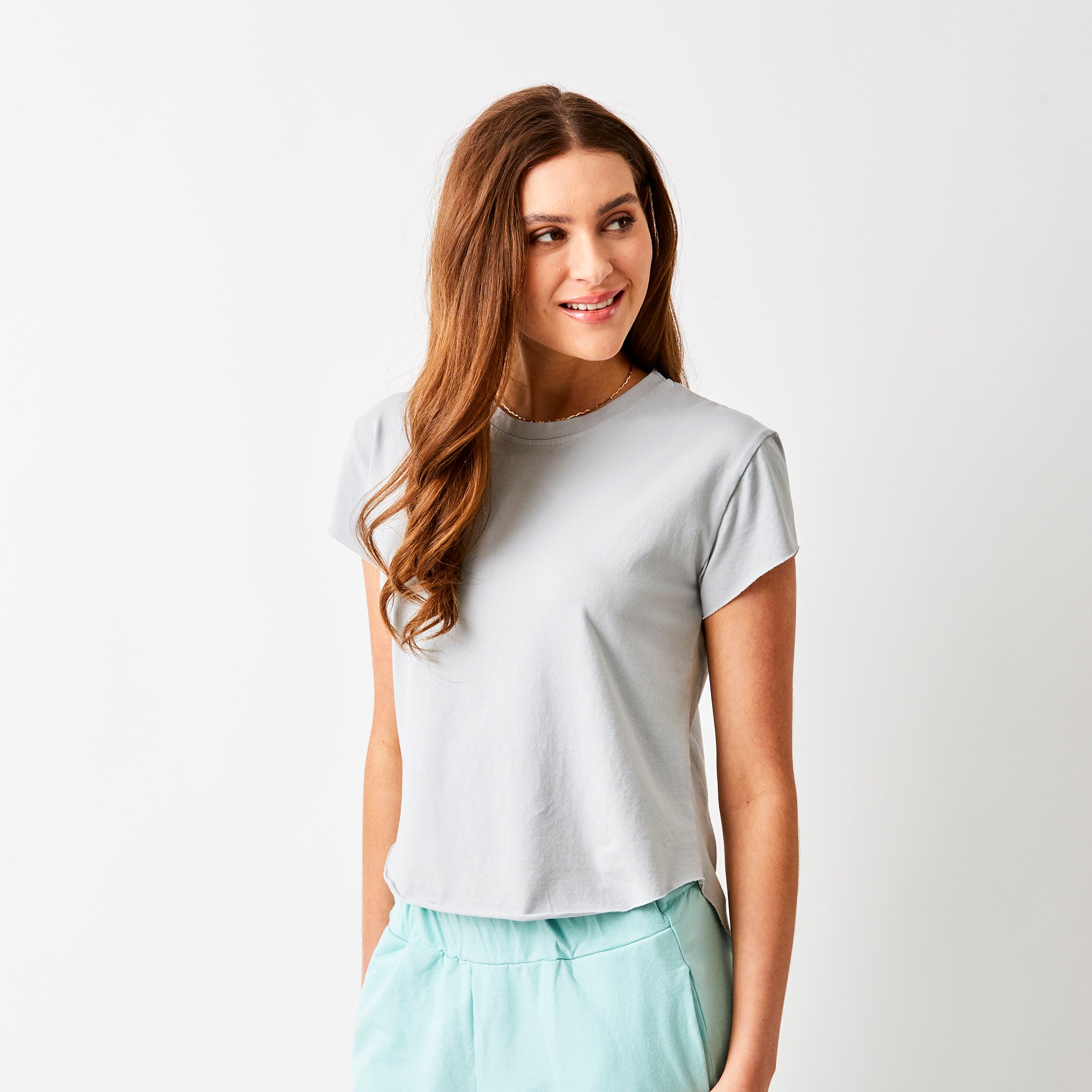 Wanda Hi Lo Curved Hem Tee - Suzy D London