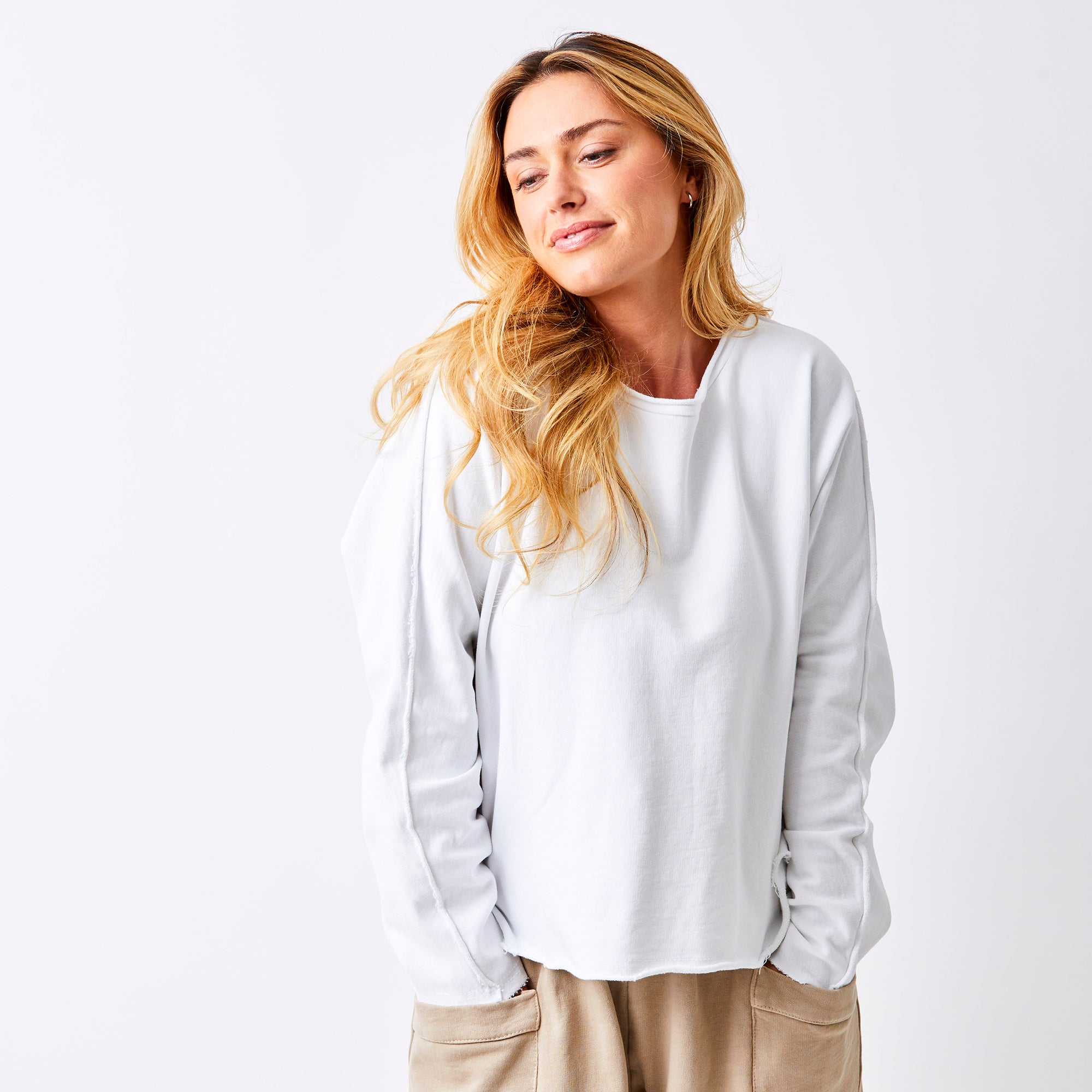Wan Rolled Neck Sweatshirt With Raw Edge - Suzy D London