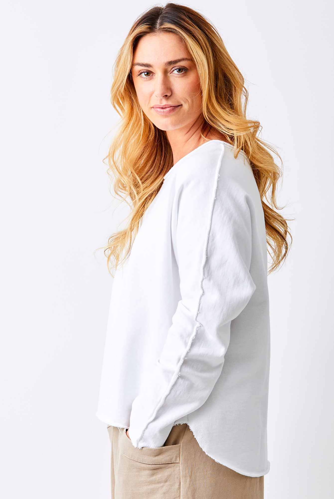 Wan Rolled Neck Sweatshirt With Raw Edge - Suzy D London