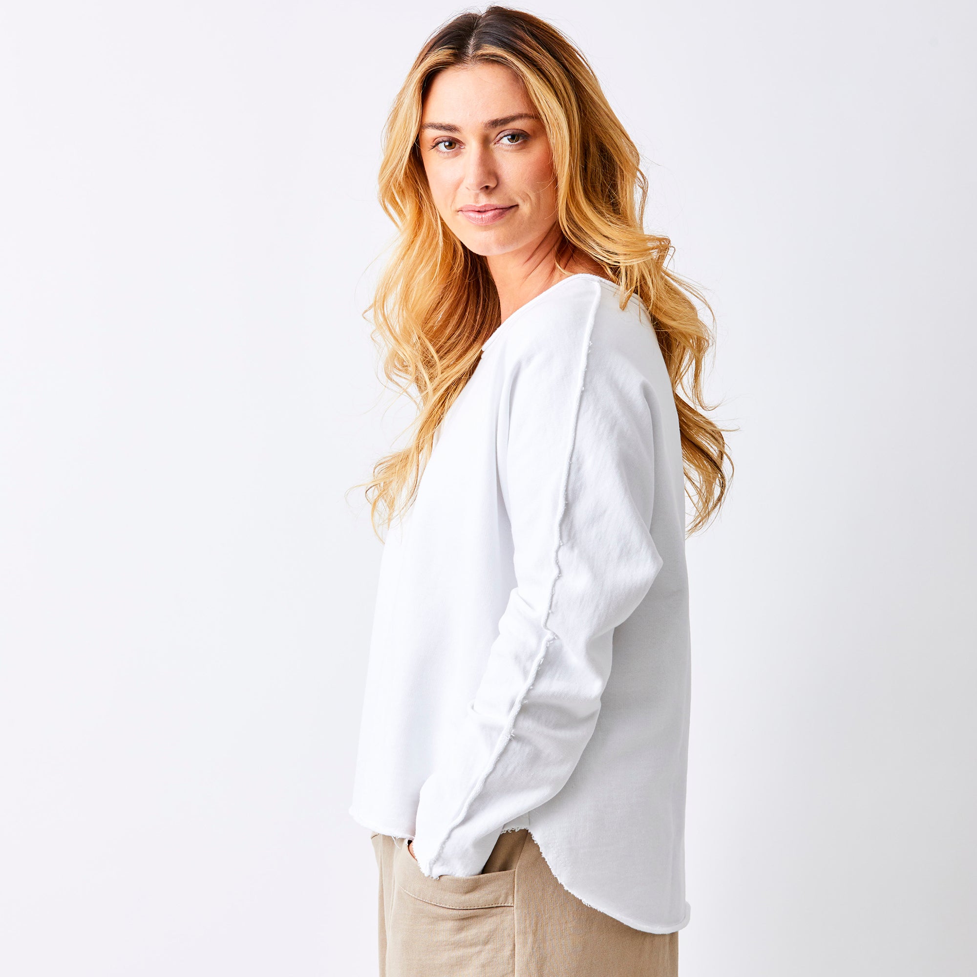 Wan Rolled Neck Sweatshirt With Raw Edge - Suzy D London