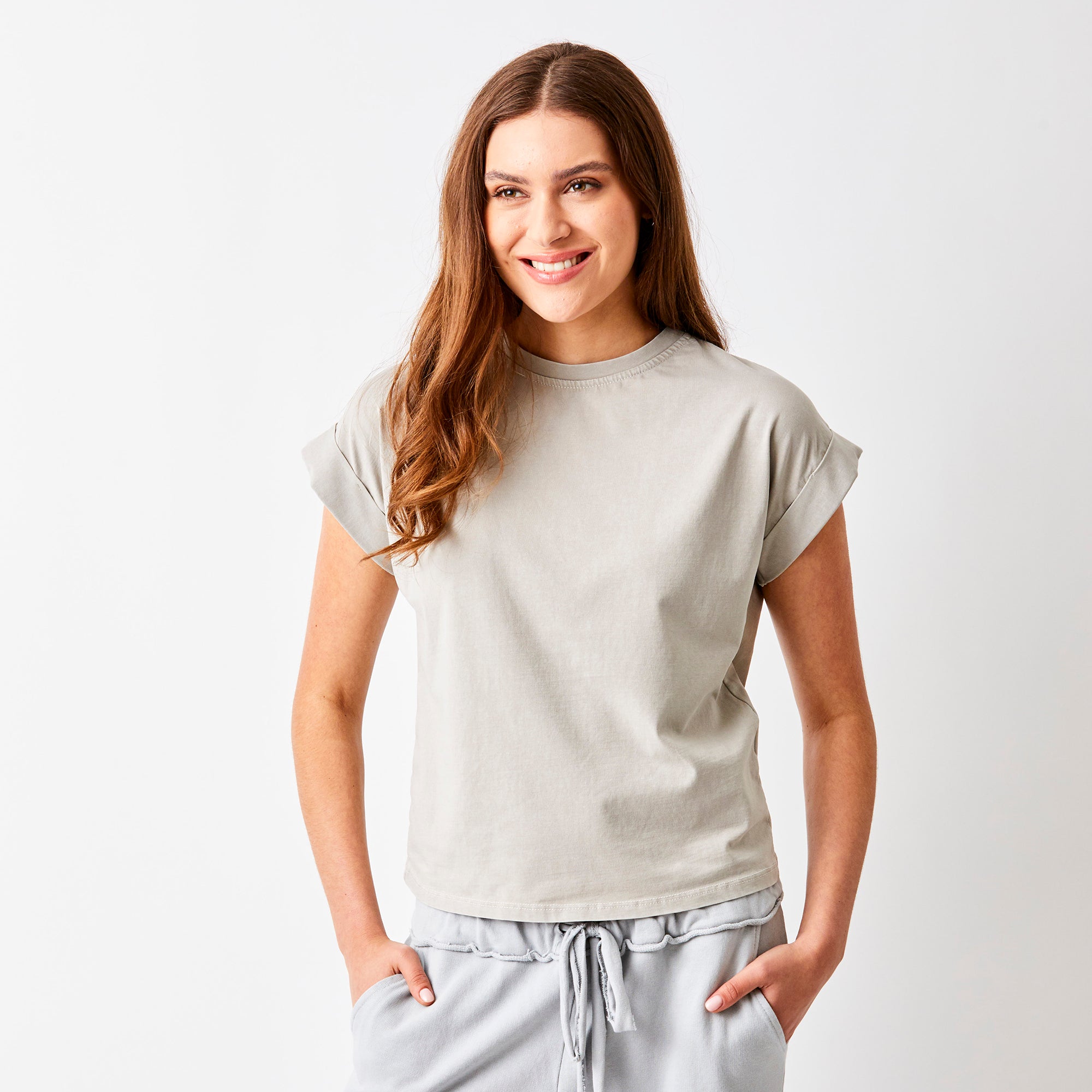 Whiley Crew Neck Tee With Turn Up Sleeve - Suzy D London