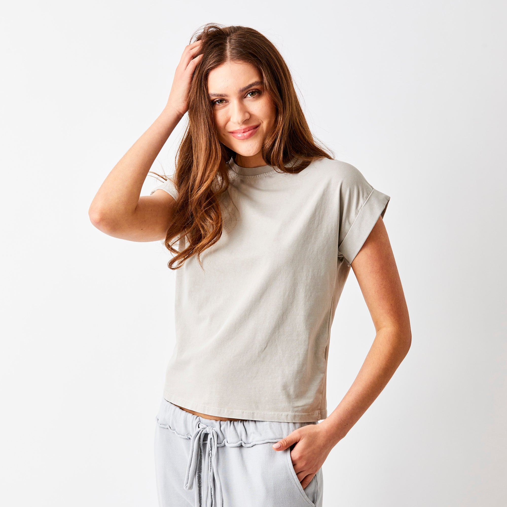 Whiley Crew Neck Tee With Turn Up Sleeve - Suzy D London