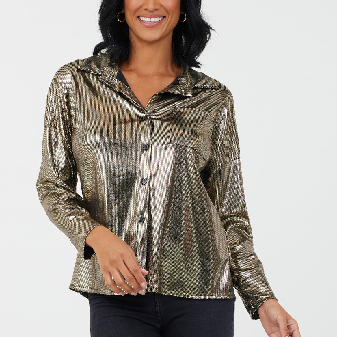 Willet Metalic Shirt With Pocket Detail - Suzy D London